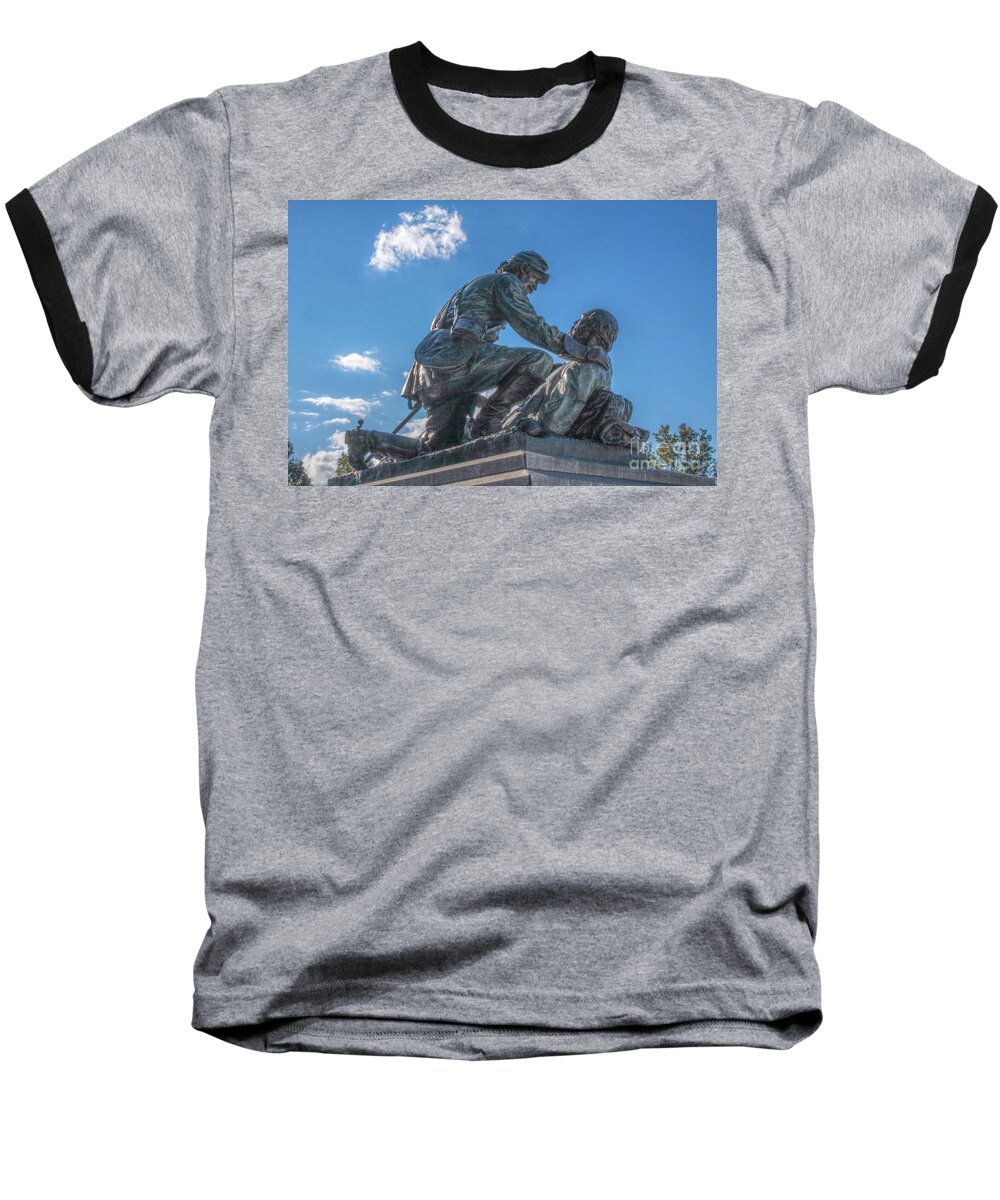 Friend To Friend Baseball T-Shirt featuring the photograph Friend to Friend Monument Gettysburg by Randy Steele