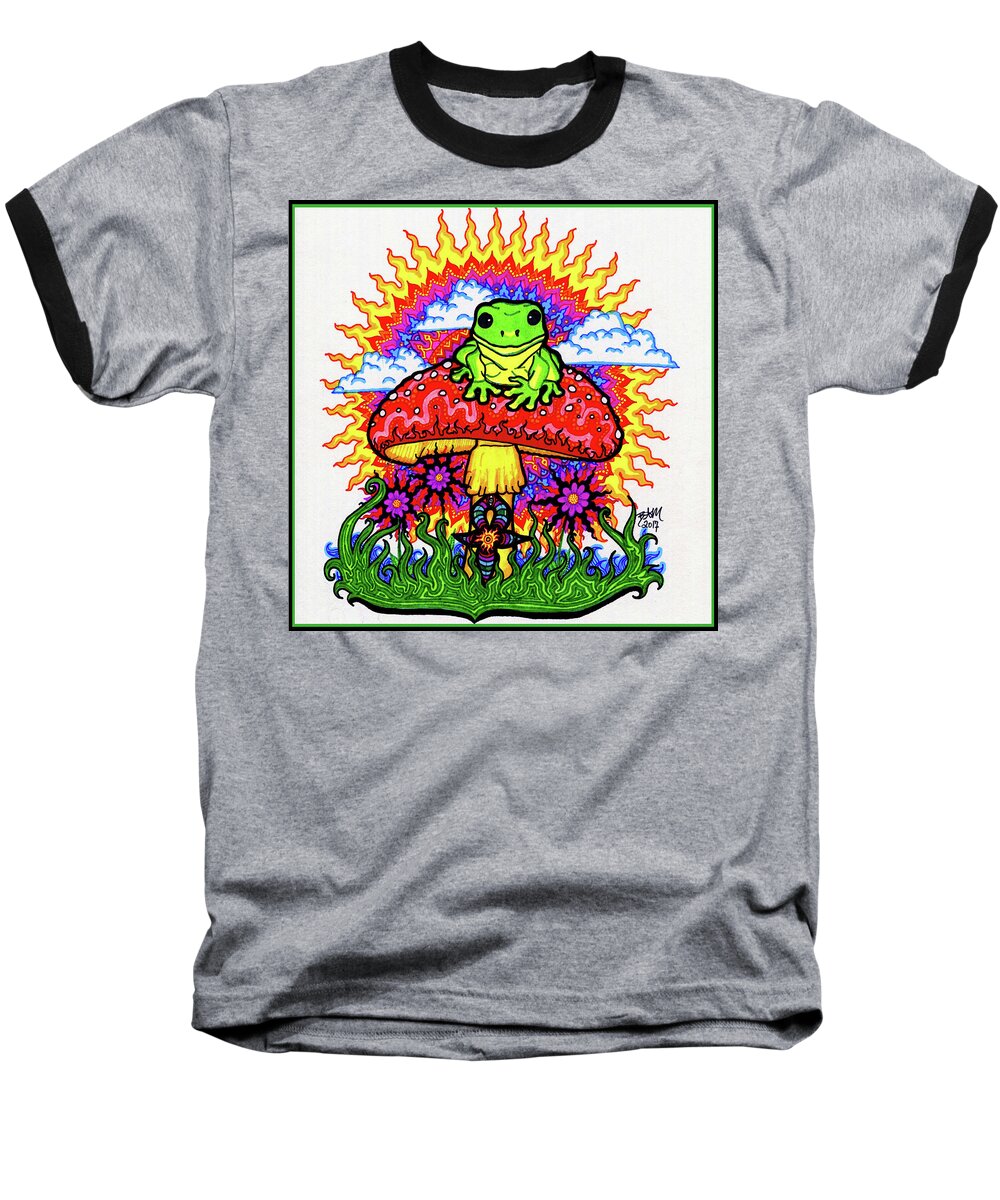Frog Baseball T-Shirt featuring the drawing Froggy For Mukunda by Baruska A Michalcikova