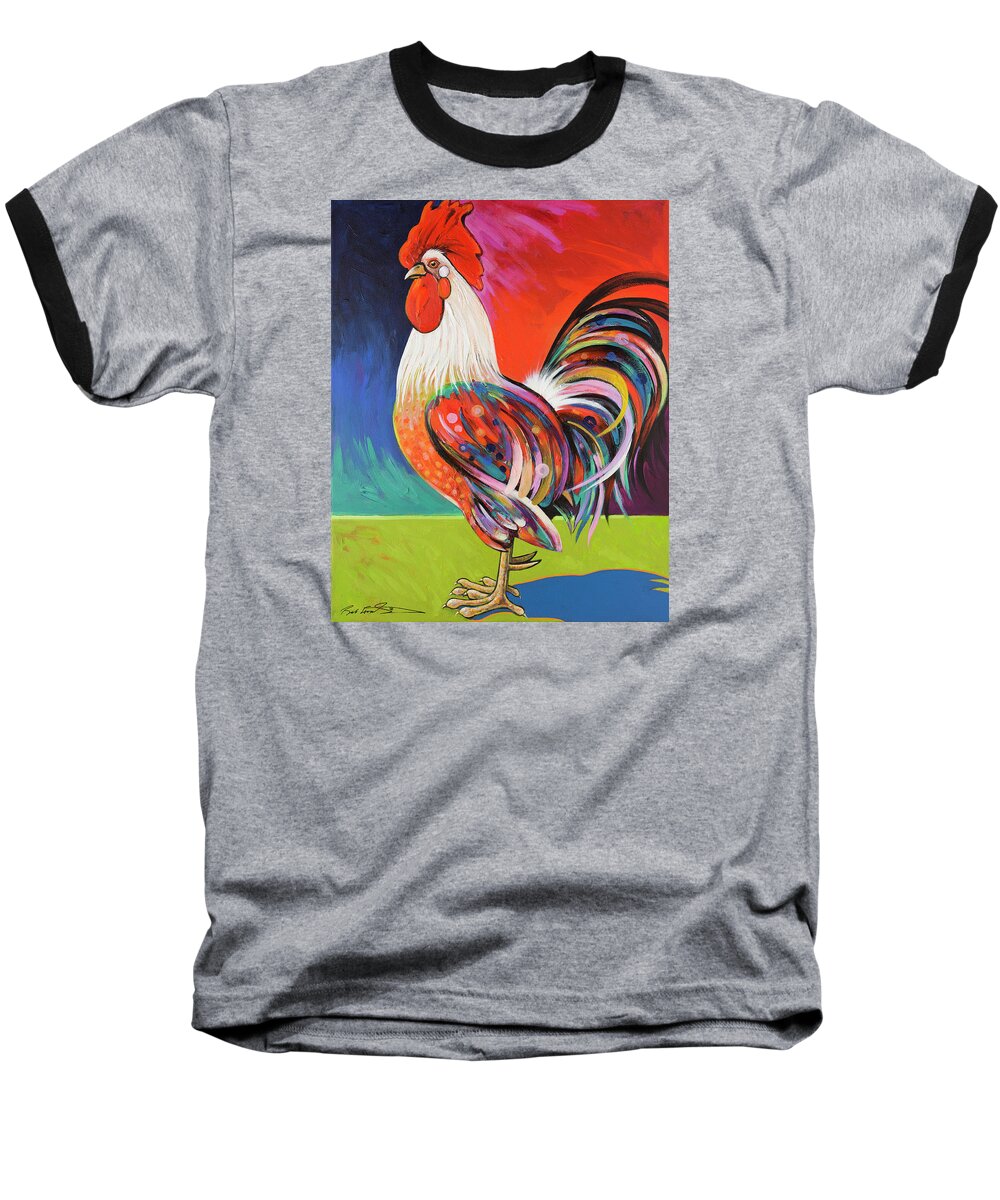 Rooster Art Baseball T-Shirt featuring the painting Front Range Monarch by Bob Coonts