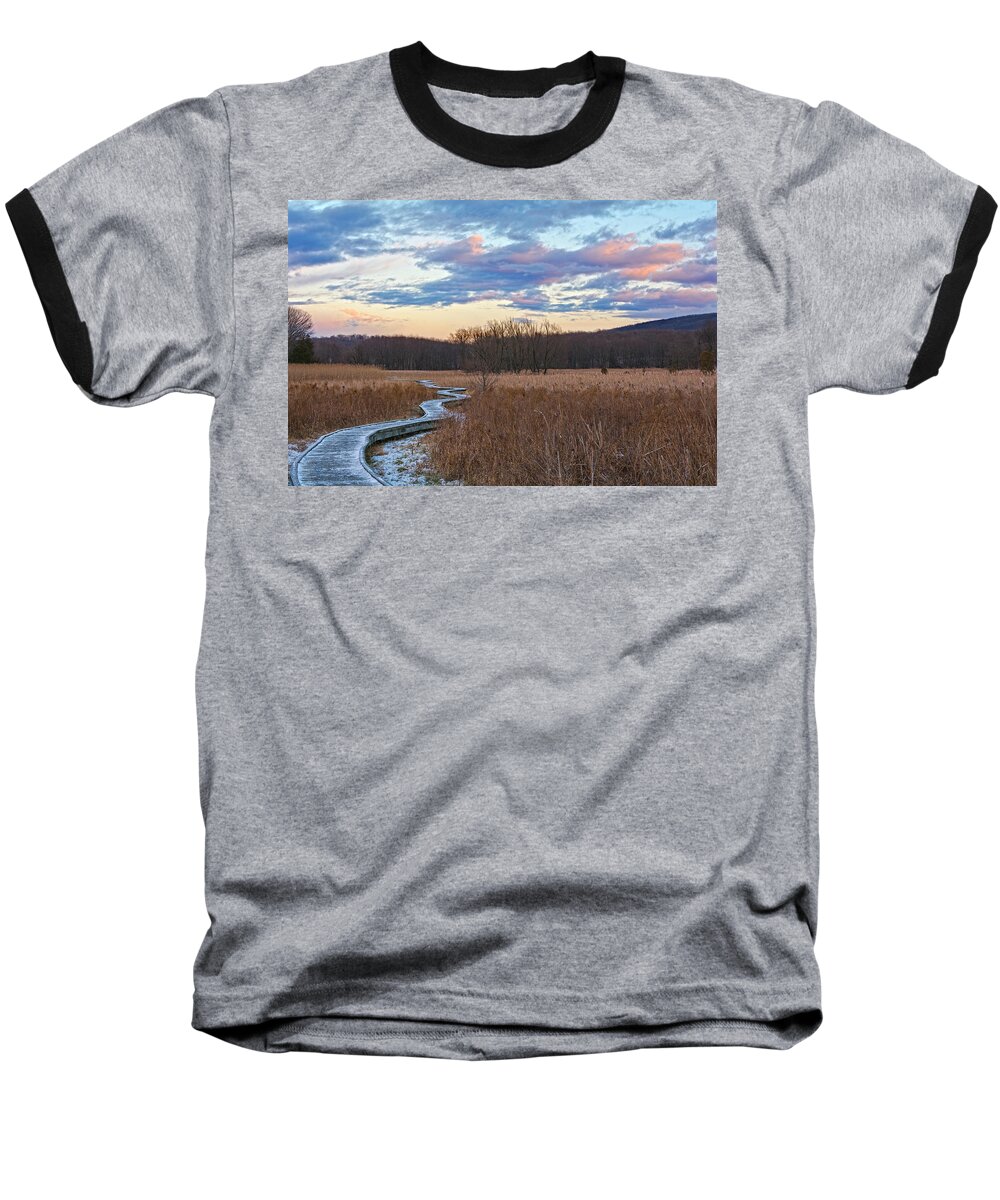 Winter Baseball T-Shirt featuring the photograph Frosty Blue Trail by Angelo Marcialis