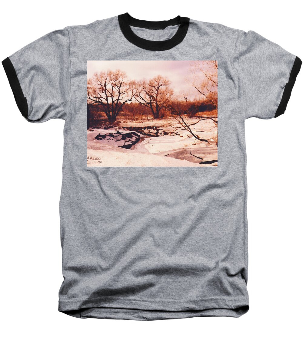 Frozen Creek Baseball T-Shirt featuring the photograph Frozen Creek by Michael A Klein