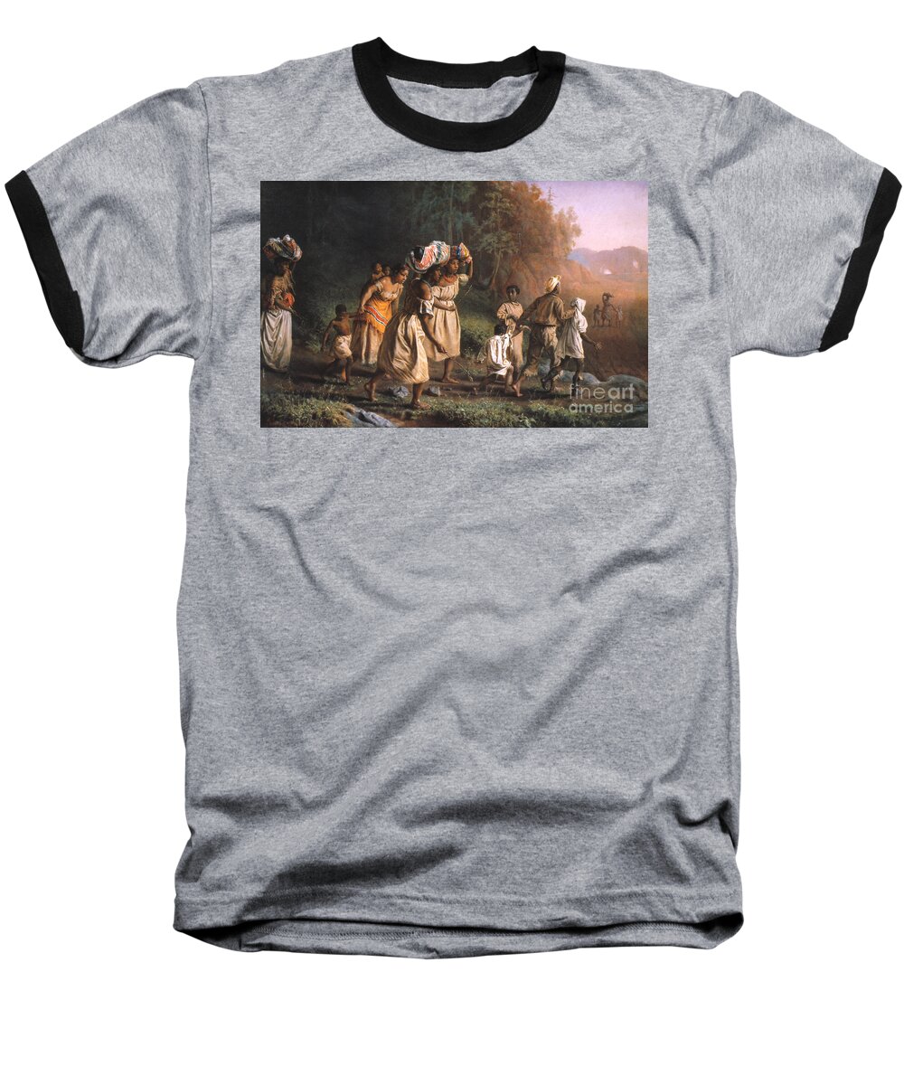 1867 Baseball T-Shirt featuring the painting Fugitive Slaves, 1867 by Theodor Kaufmann