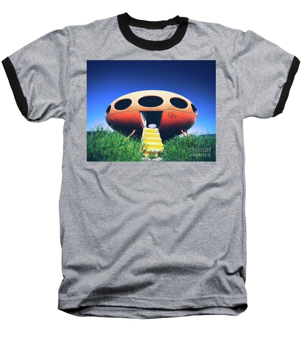 House Baseball T-Shirt featuring the photograph Futuro House Takeoff by Sonja Quintero