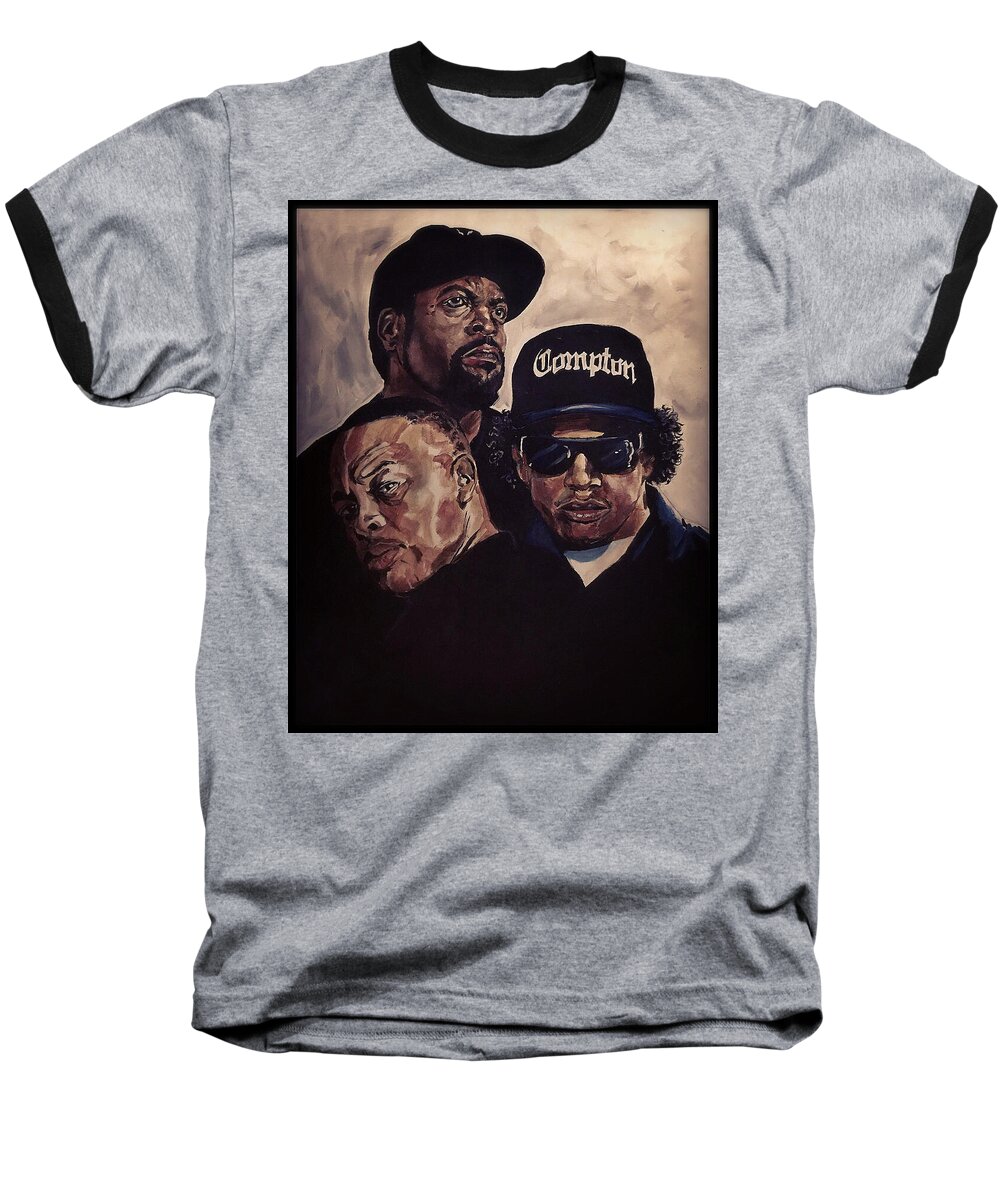 Portrait Baseball T-Shirt featuring the painting Gangsta Trinity by Joel Tesch