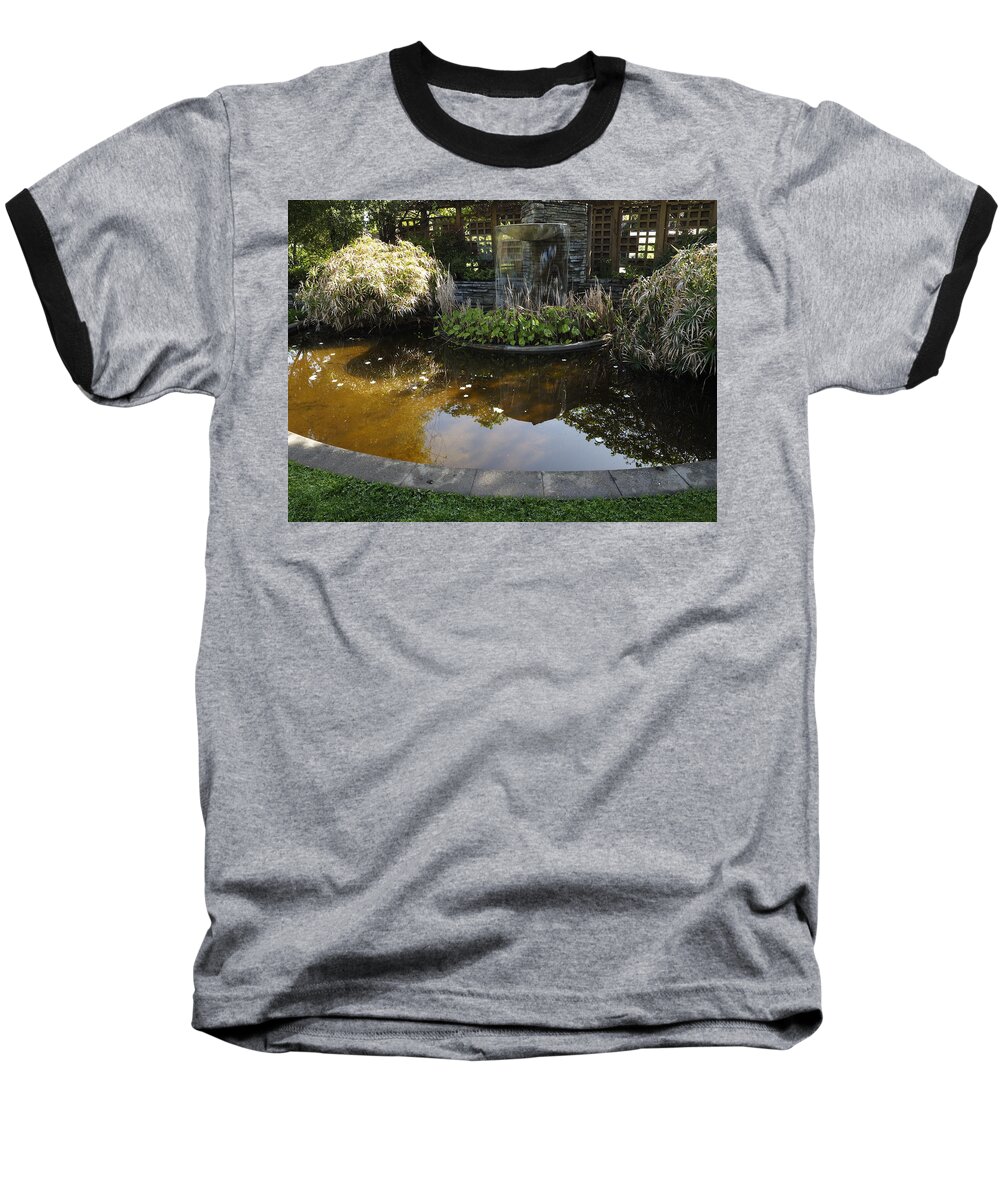 Pond Baseball T-Shirt featuring the photograph Garden Fountain Pond by Richard Thomas