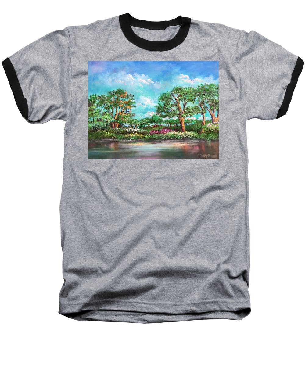 Eden Baseball T-Shirt featuring the painting Summer In The Garden Of Eden #1 by Rand Burns