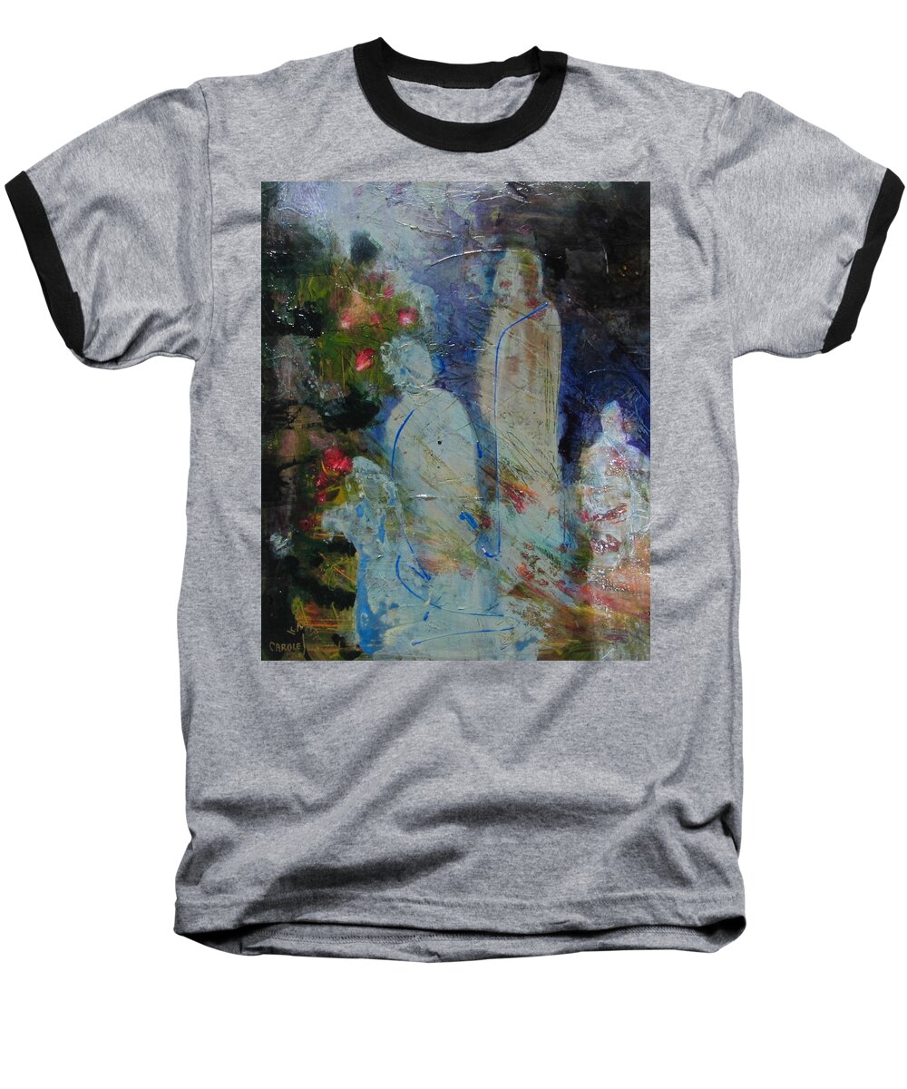 Figurative Baseball T-Shirt featuring the painting Garden of Good and Evil by Carole Johnson