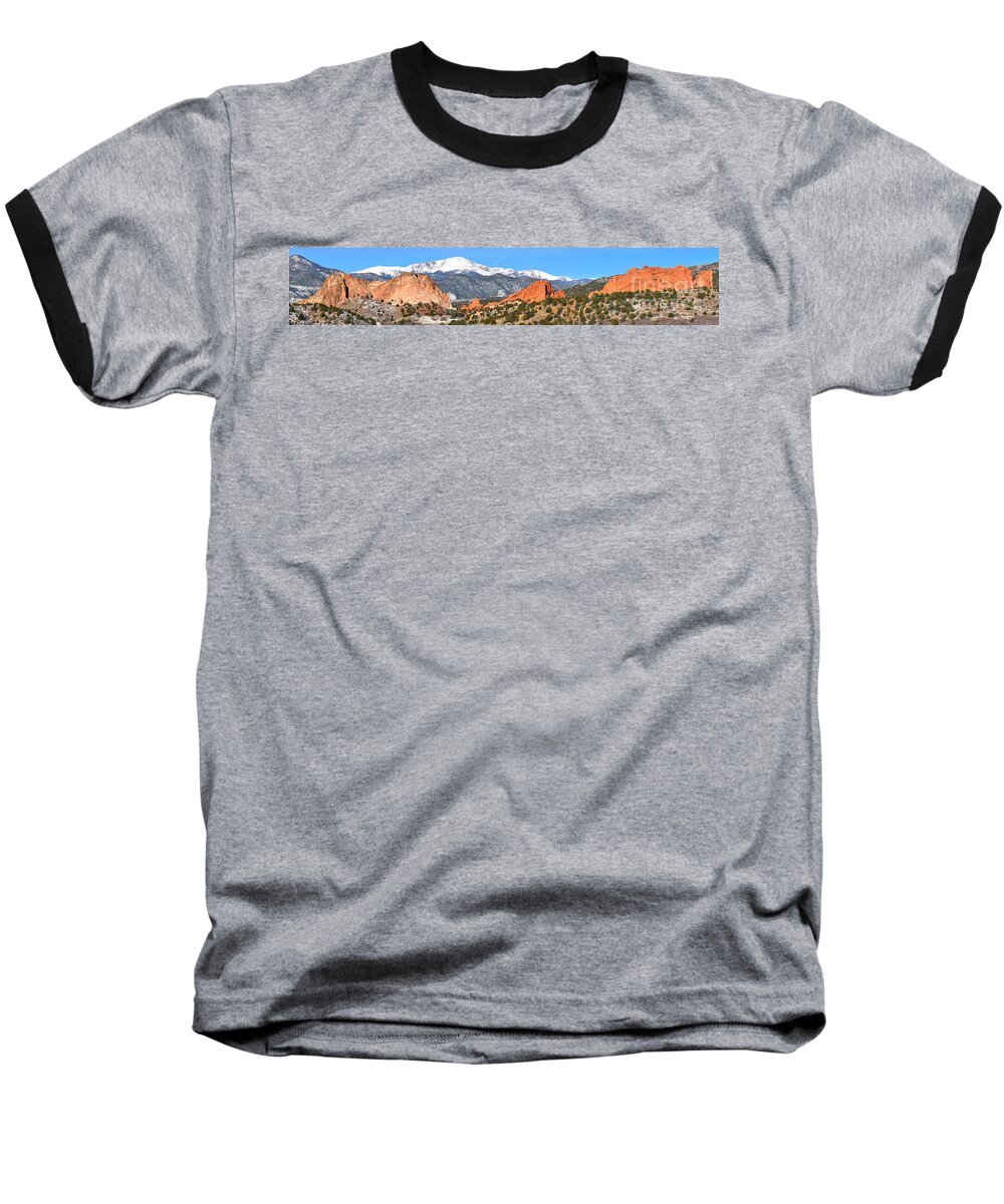 Garden Of The Gods Baseball T-Shirt featuring the photograph Garden Of The Gods Red Rock Panorama by Adam Jewell