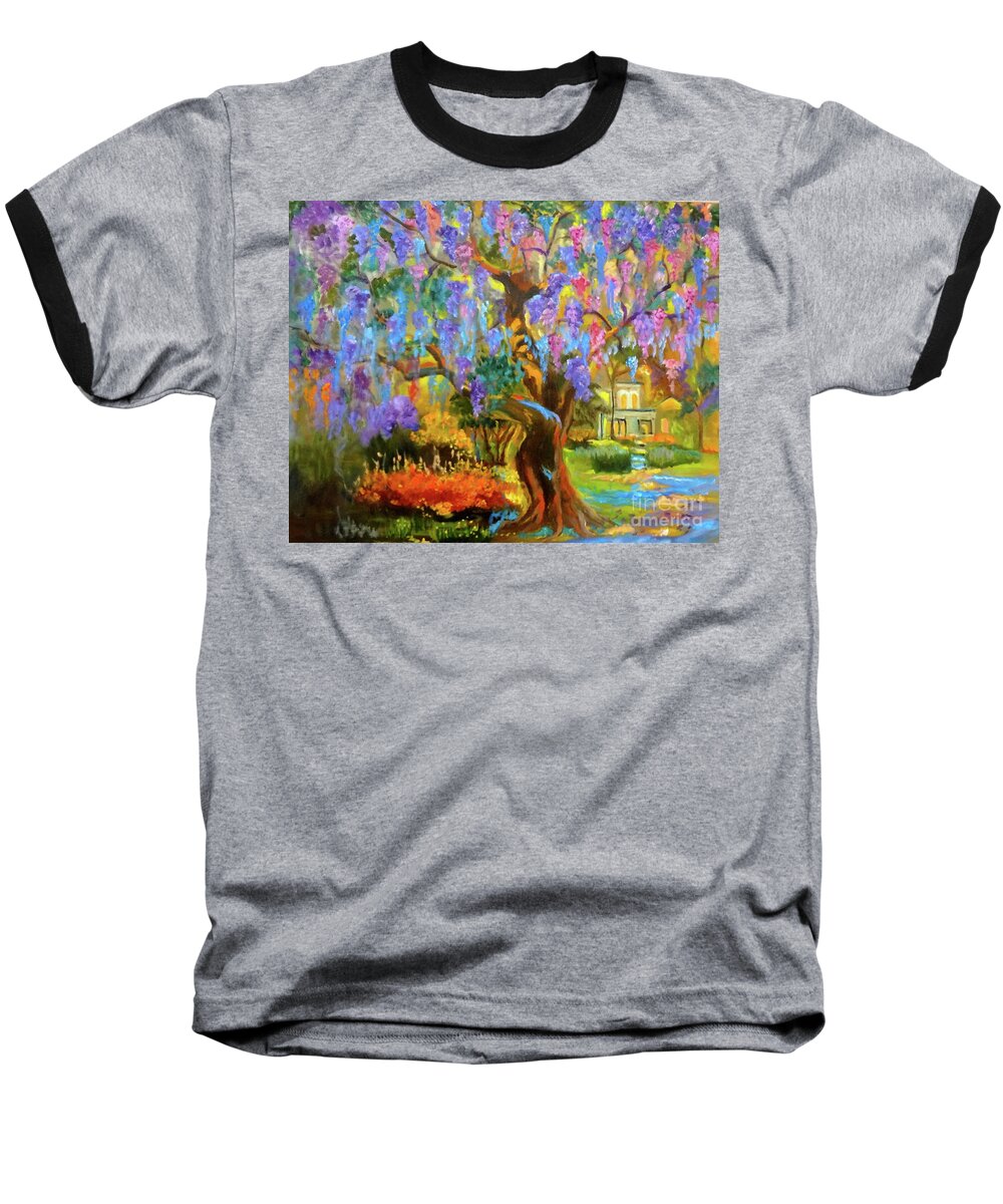 Garden Scene Baseball T-Shirt featuring the painting Garden Pathway by Jenny Lee