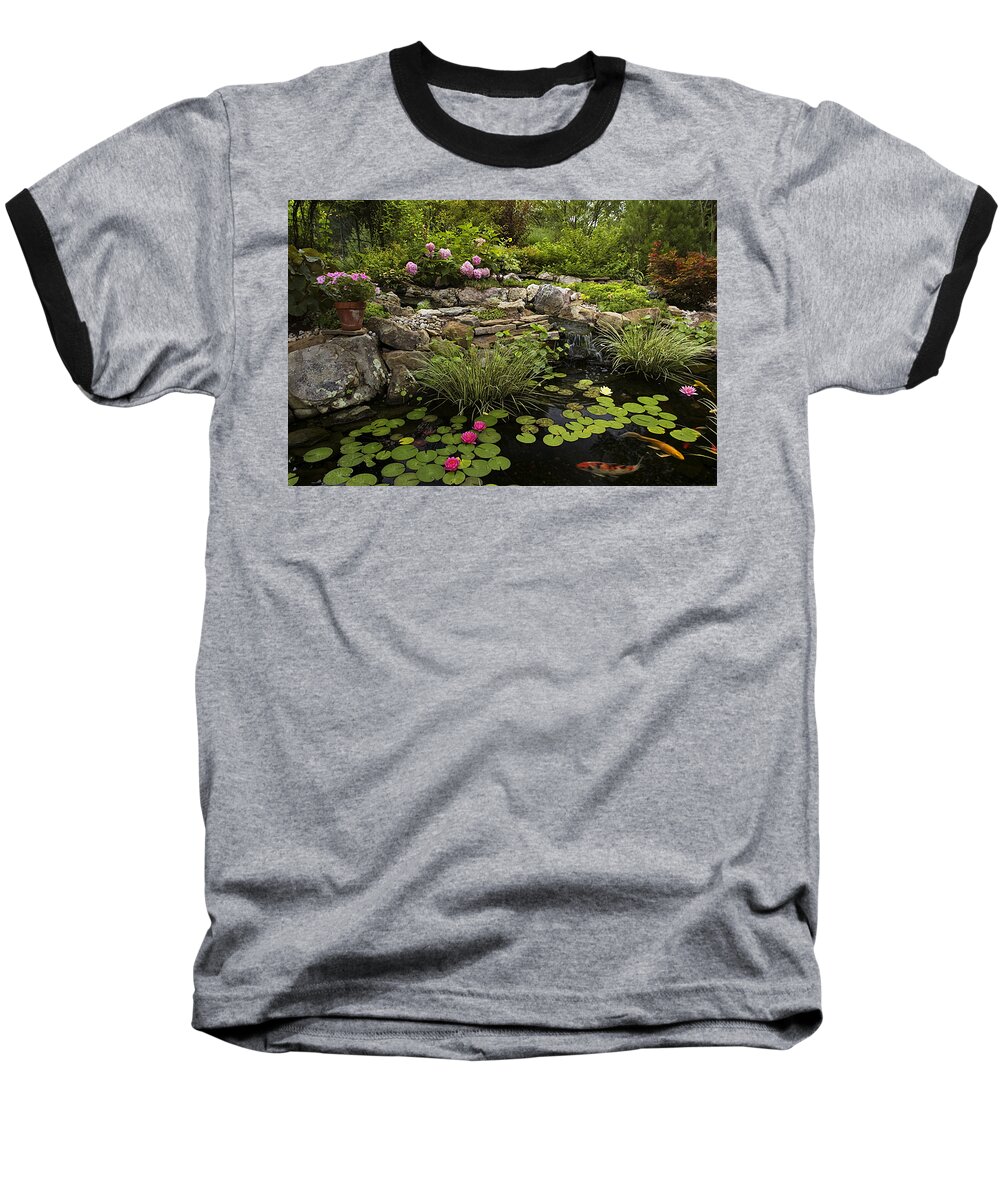 Water Lilly Baseball T-Shirt featuring the photograph Garden Pond - D001133 by Daniel Dempster
