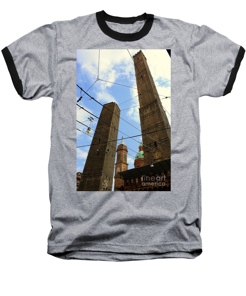 Medieval Baseball T-Shirt featuring the photograph Garisenda and Asinelli Towers by Mariana Costa Weldon