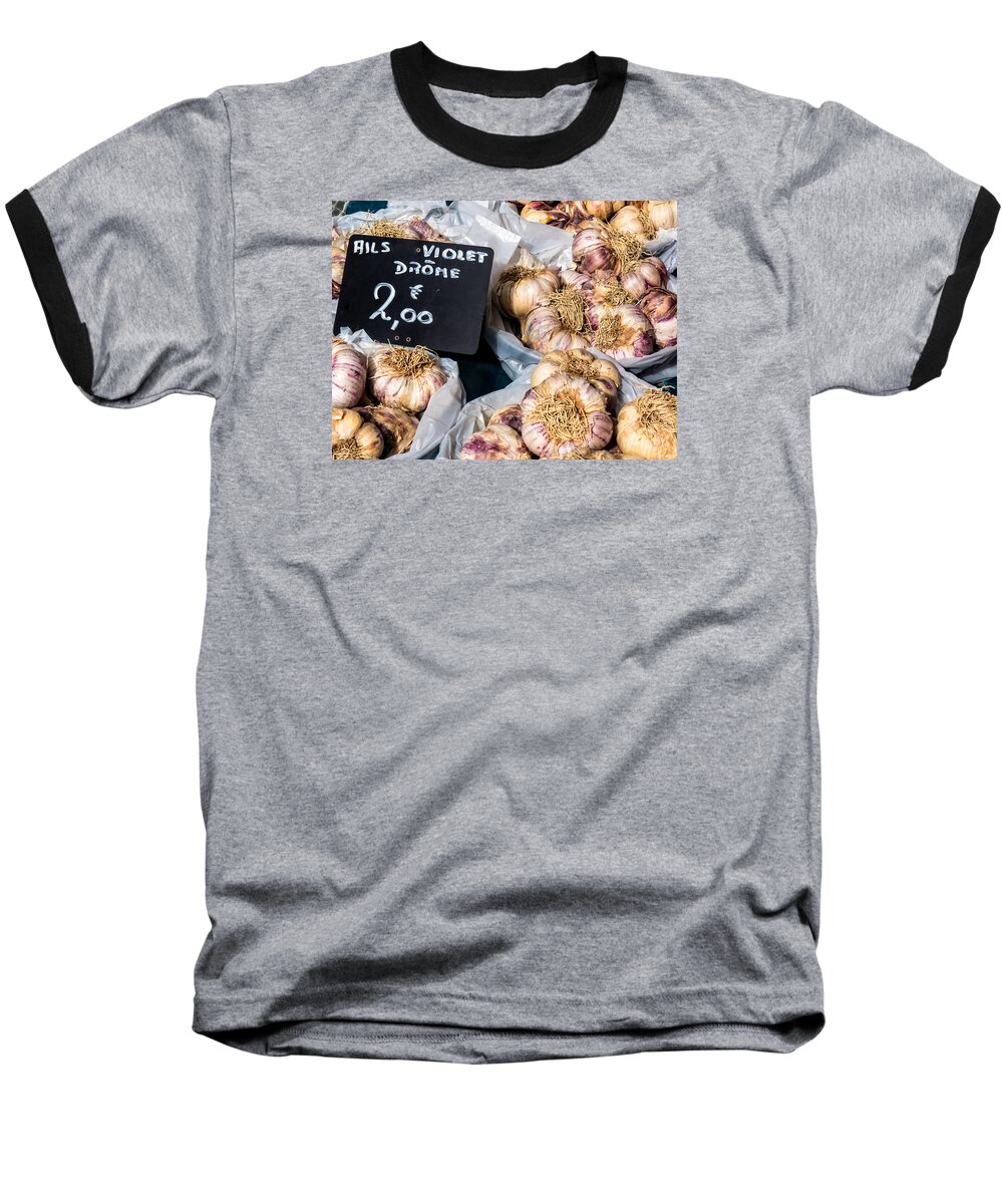 Food Baseball T-Shirt featuring the photograph Garlic Two Euros by Gary Karlsen