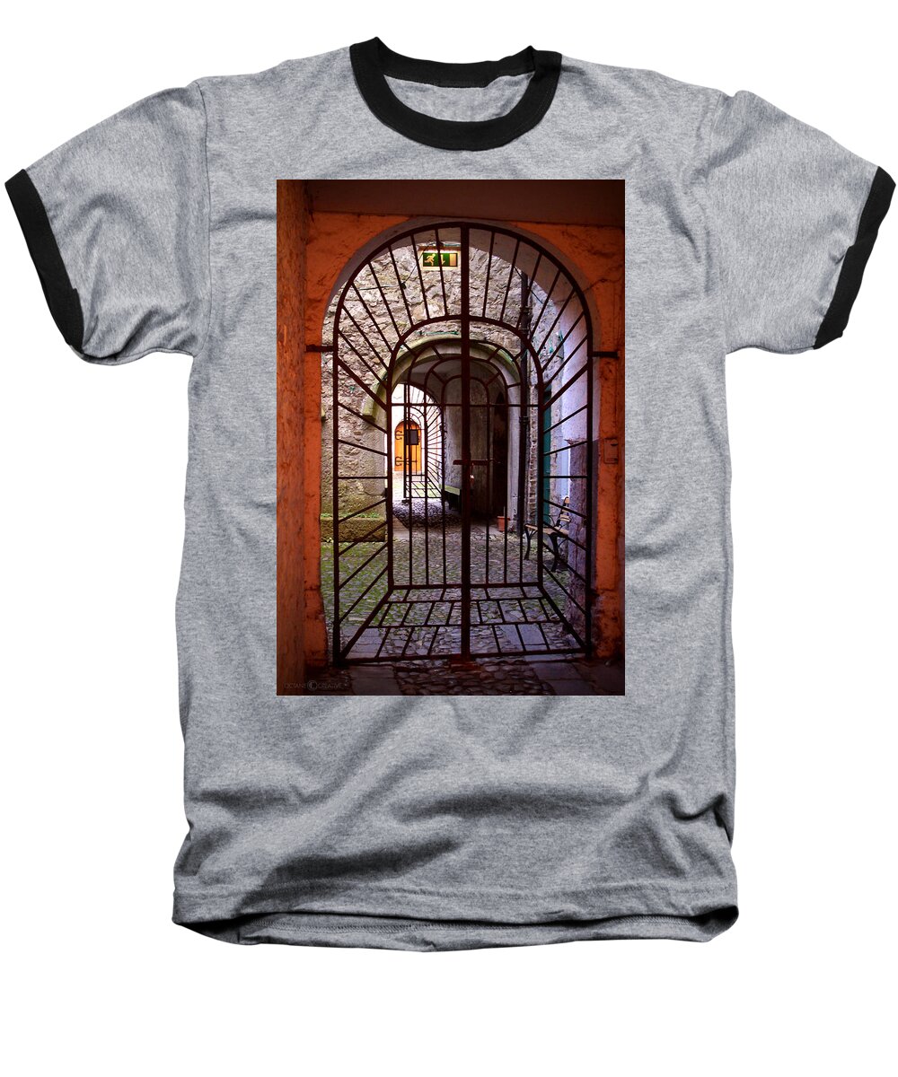 Gate Baseball T-Shirt featuring the photograph Gated Passage by Tim Nyberg