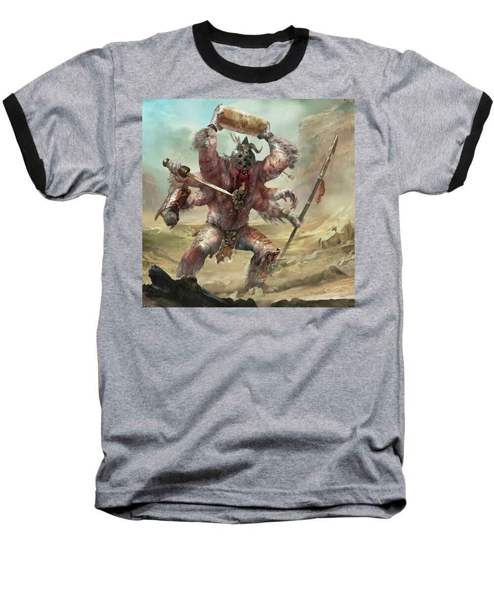 Mythology Baseball T-Shirt featuring the digital art Gegenees Giant by Ryan Barger
