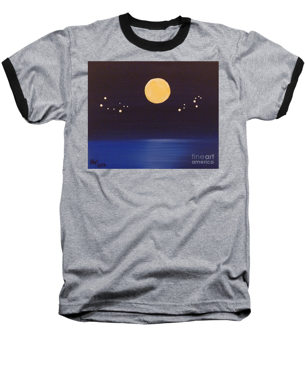 Gemini Baseball T-Shirt featuring the painting Gemini and Leo by Alys Caviness-Gober