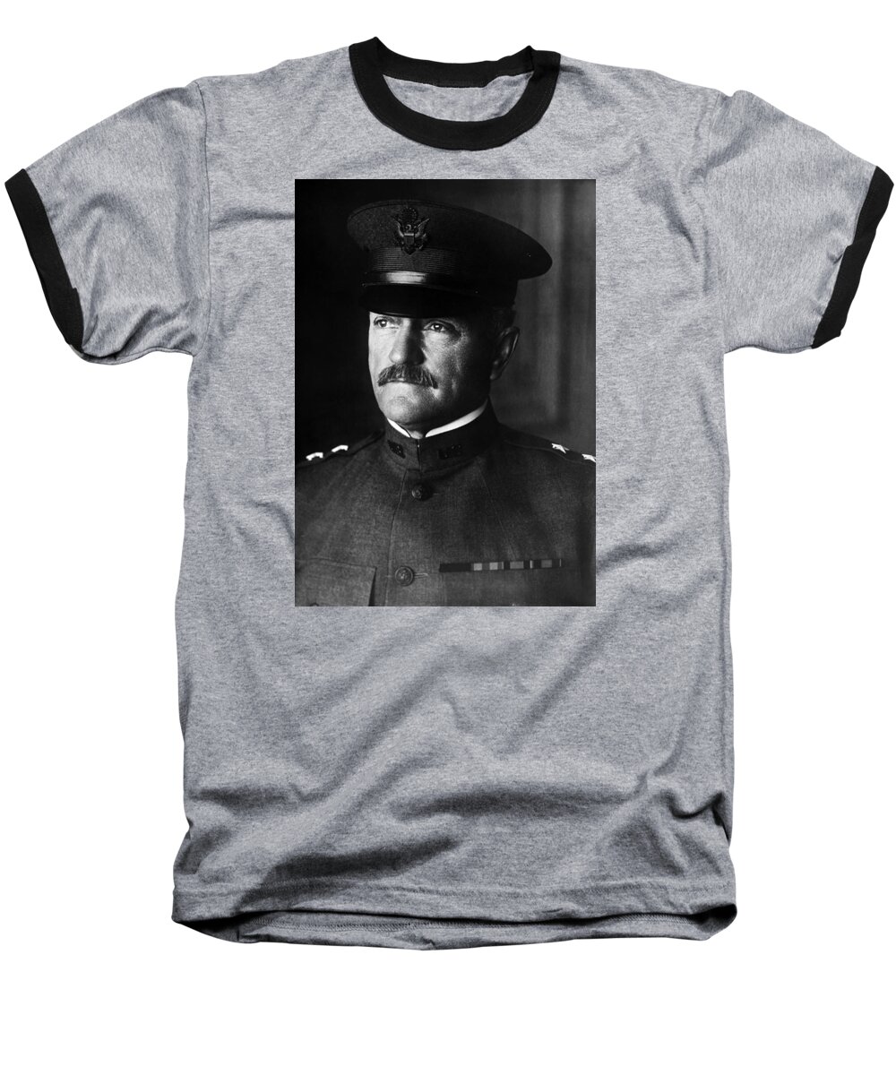 General Pershing Baseball T-Shirt featuring the photograph General John Pershing Portrait by War Is Hell Store