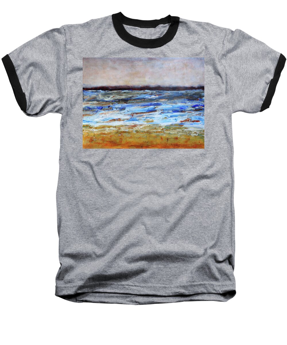 Abstract Baseball T-Shirt featuring the painting Generations Abstract Landscape by Karla Beatty