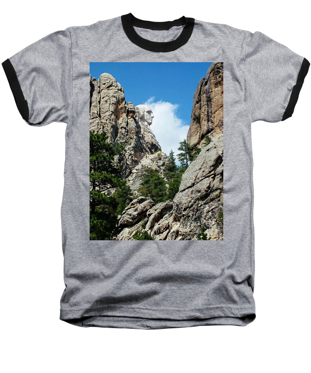 United States Baseball T-Shirt featuring the photograph George Washinton Profile - Mount Rushmore South Dakota by Joseph Hendrix