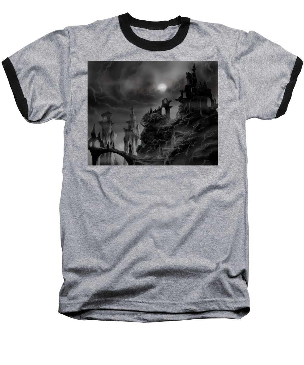 Ruins Baseball T-Shirt featuring the painting Ghost Castle by James Hill