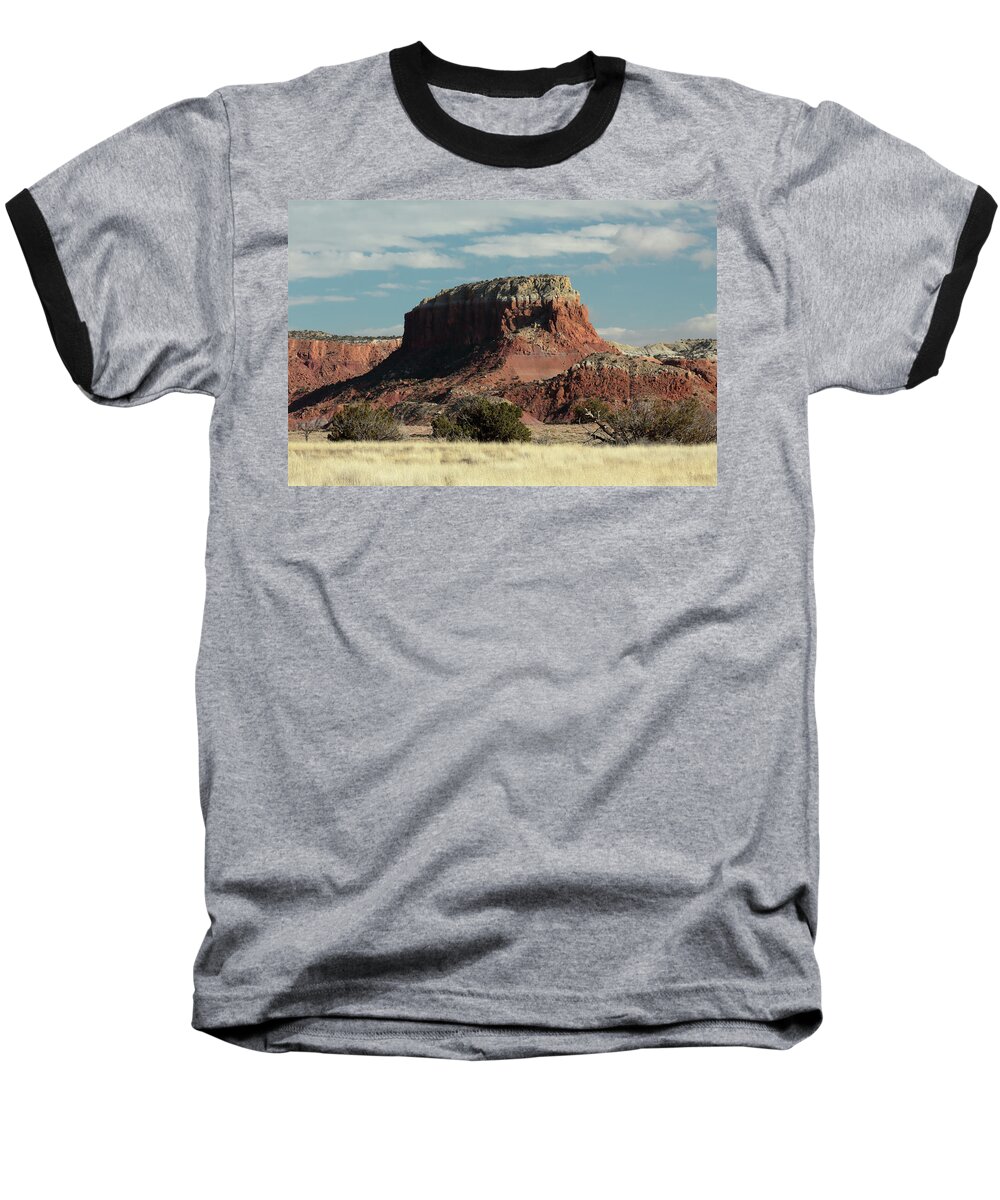 Red Baseball T-Shirt featuring the photograph Ghost Ranch Mesa by David Diaz