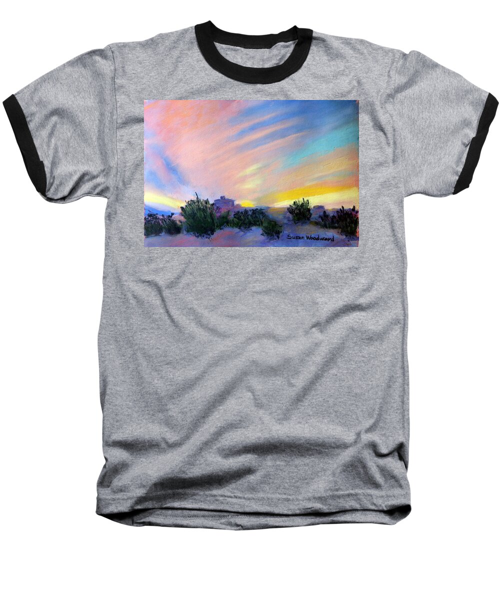 Pastel Painting Baseball T-Shirt featuring the pastel Gila Bend Sunset by Susan Woodward