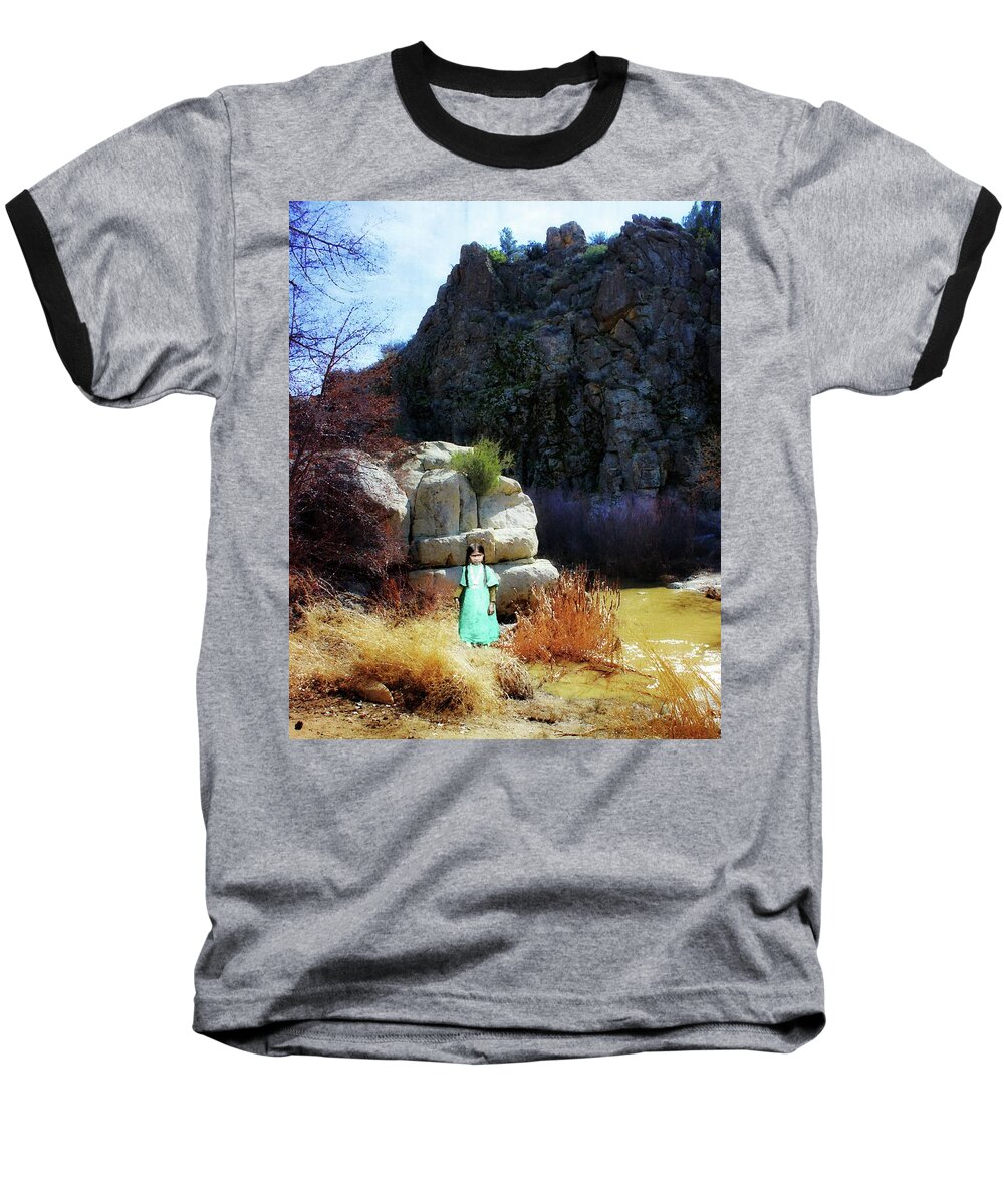 Girl Baseball T-Shirt featuring the photograph Girl at Piru Creek by Timothy Bulone