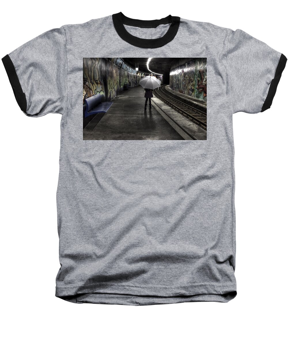 Girl Baseball T-Shirt featuring the photograph Girl At Subway Station by Joana Kruse