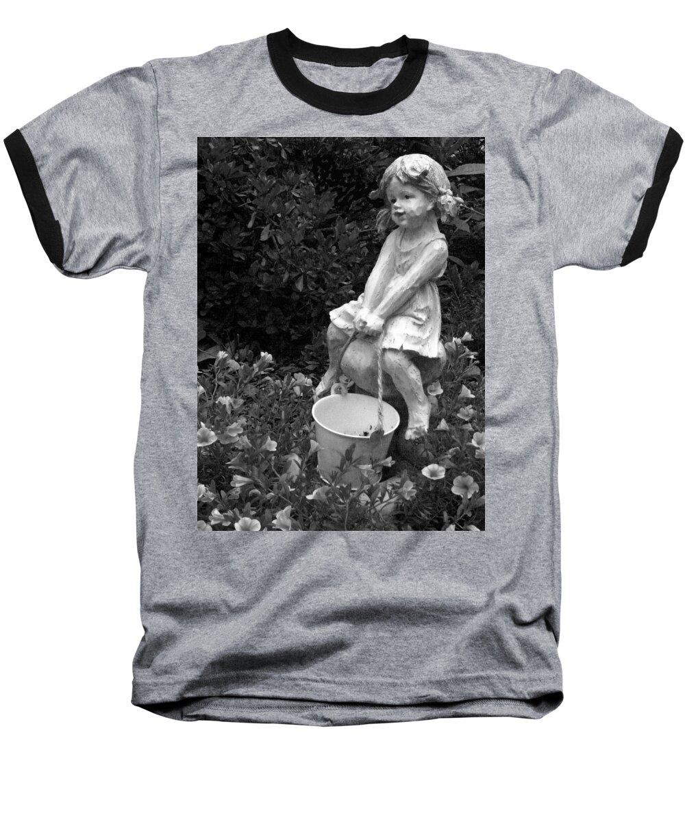 Girl Baseball T-Shirt featuring the photograph Girl On A Mushroom by Sandi OReilly