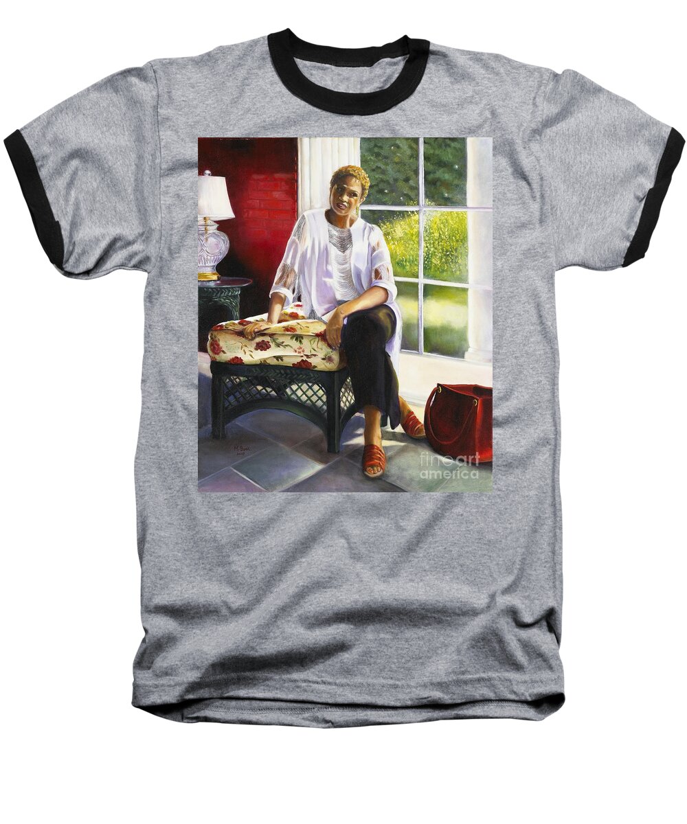 Portrait Baseball T-Shirt featuring the painting Girl Talk by Marlene Book