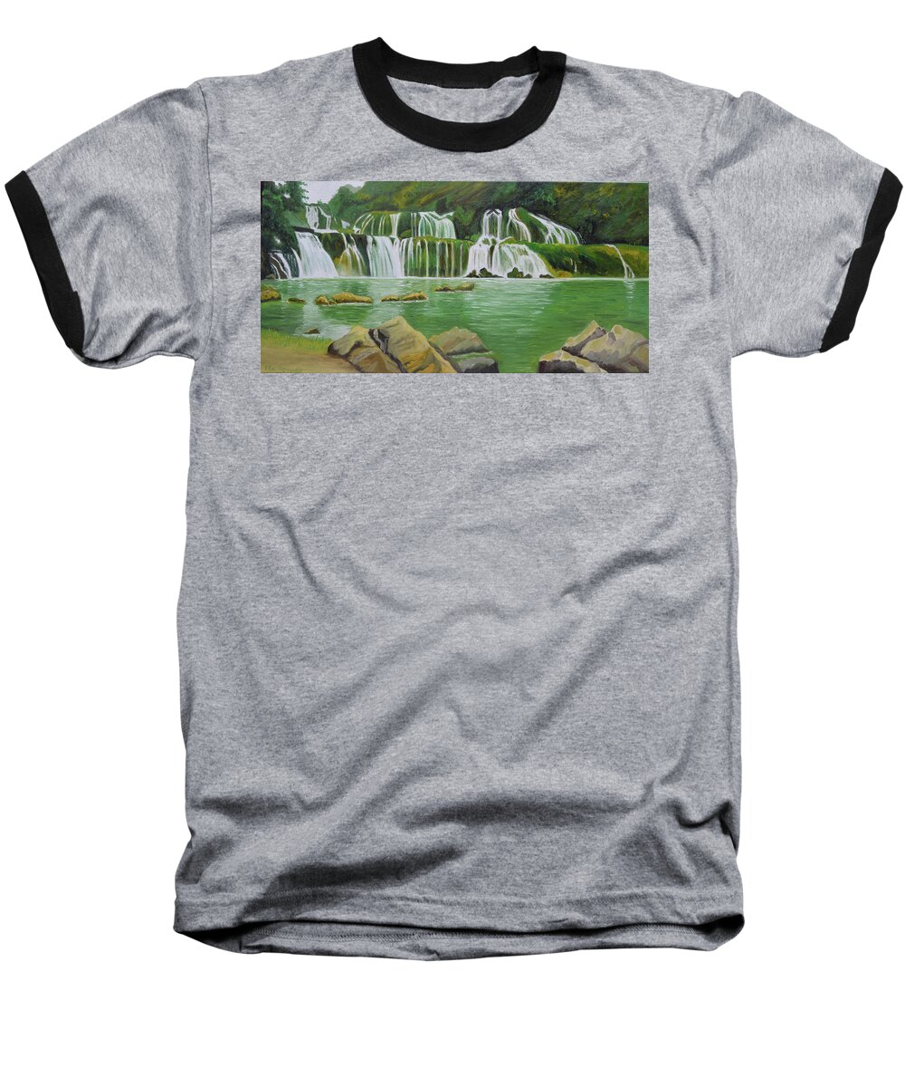 Waterfalls Baseball T-Shirt featuring the painting Give Peace a Chance by Thu Nguyen