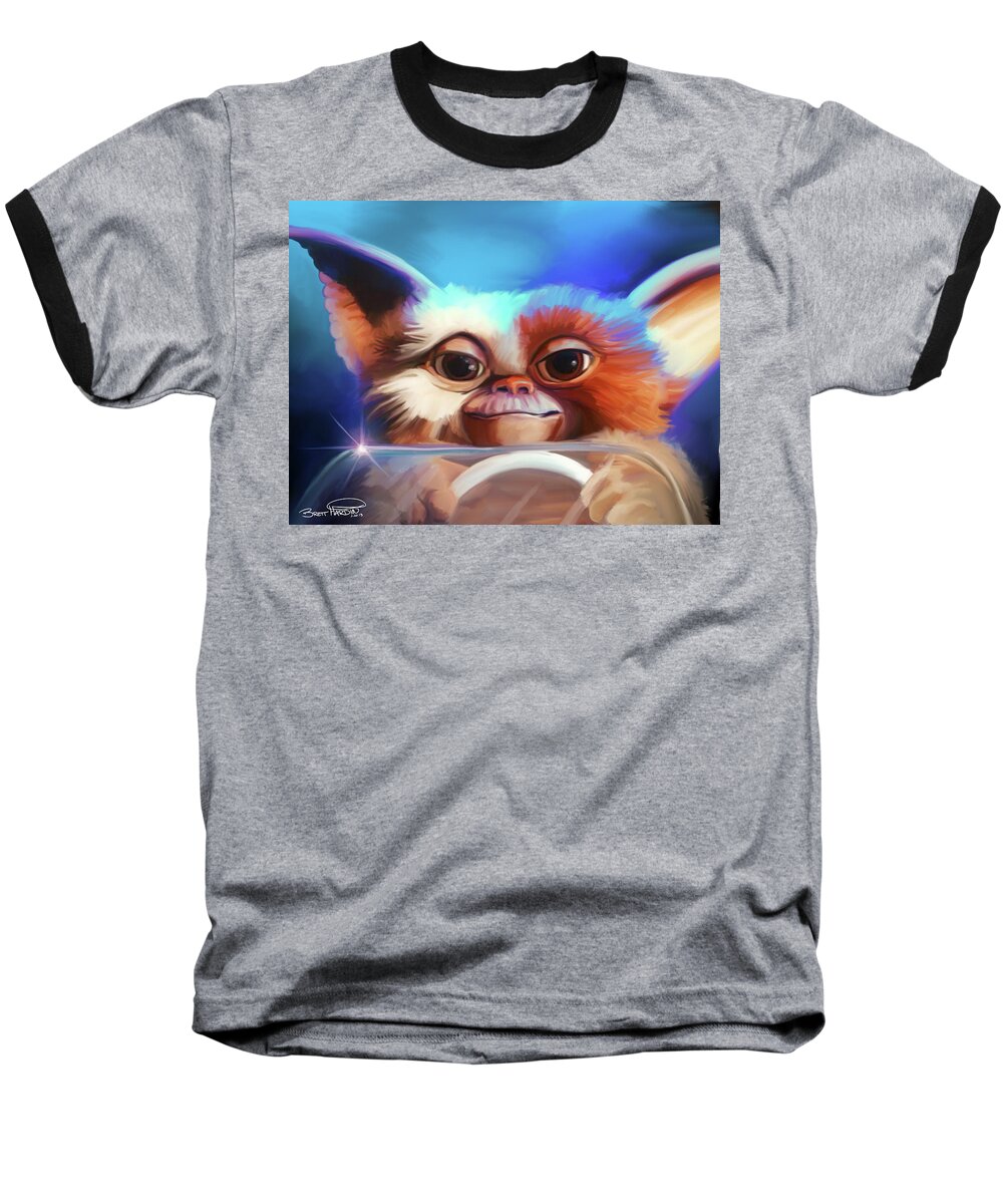 Gizmo Baseball T-Shirt featuring the painting Gizmo by Brett Hardin