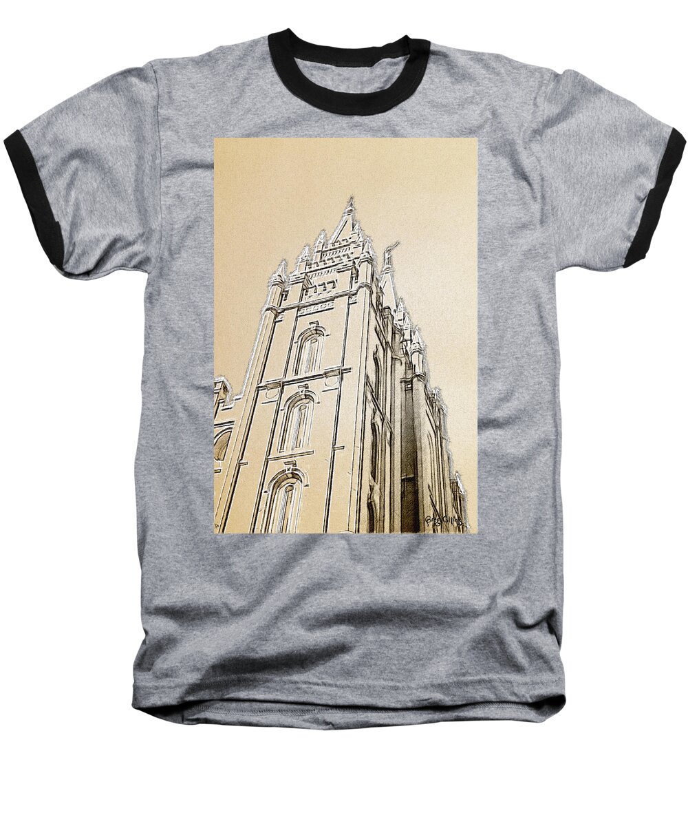 Temple Baseball T-Shirt featuring the digital art Glory and Majesty by Greg Collins