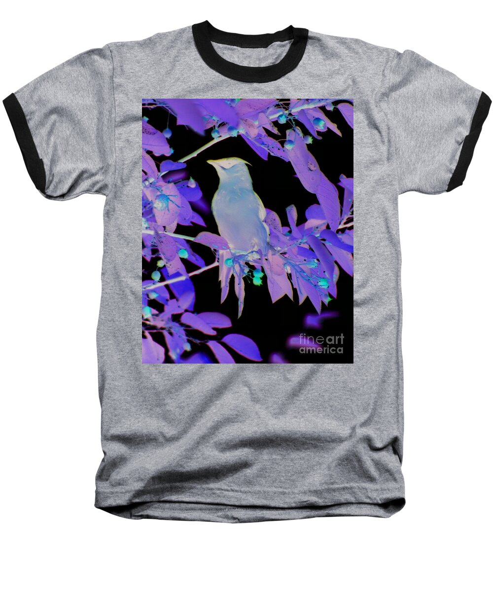 Animal Baseball T-Shirt featuring the photograph Glowing Cedar Waxwing by Smilin Eyes Treasures