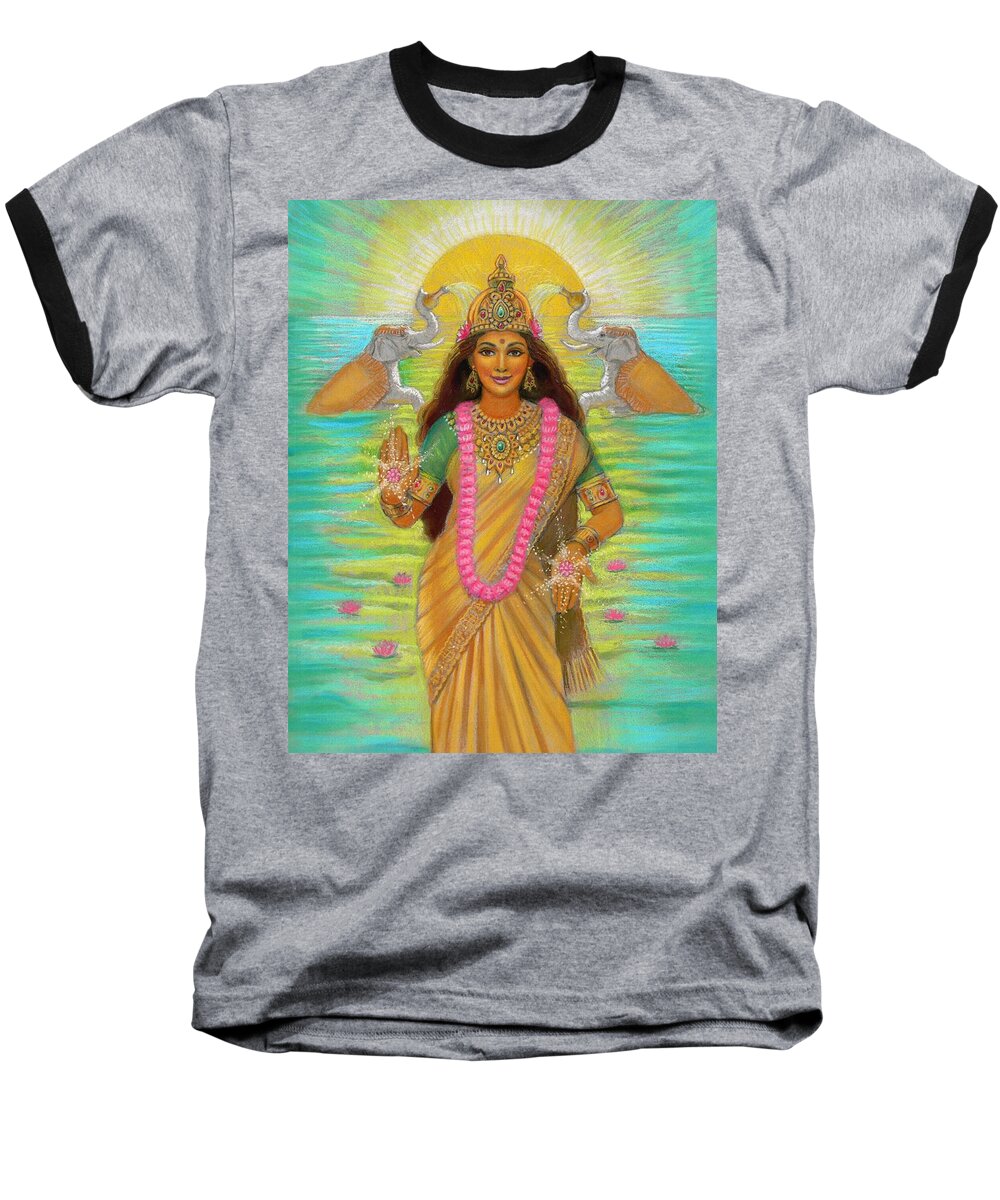 Lakshmi Baseball T-Shirt featuring the painting Goddess Lakshmi by Sue Halstenberg