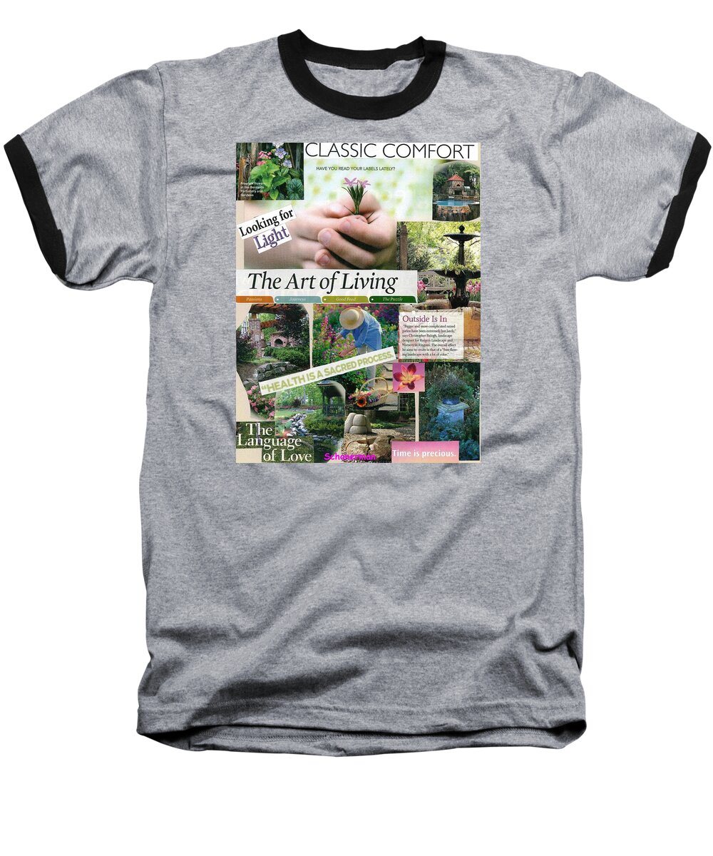 Collage Art Baseball T-Shirt featuring the mixed media God's Garden of Love by Susan Schanerman