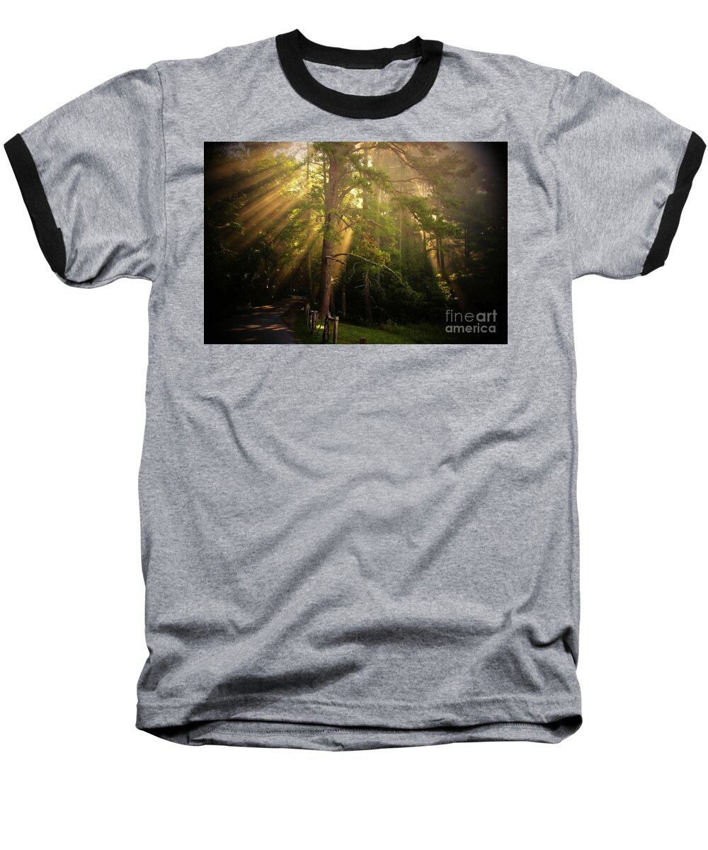 Tree Baseball T-Shirt featuring the photograph God's Light 2 by Geraldine DeBoer