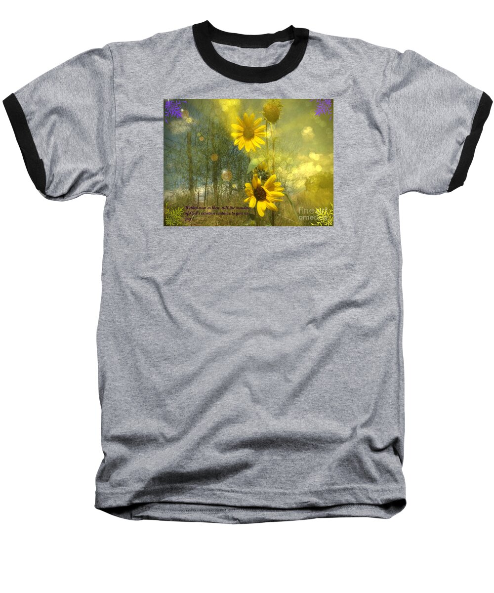  God's Work In Nature Reminds Us Of His Love Baseball T-Shirt featuring the digital art God's work innature by Annie Gibbons