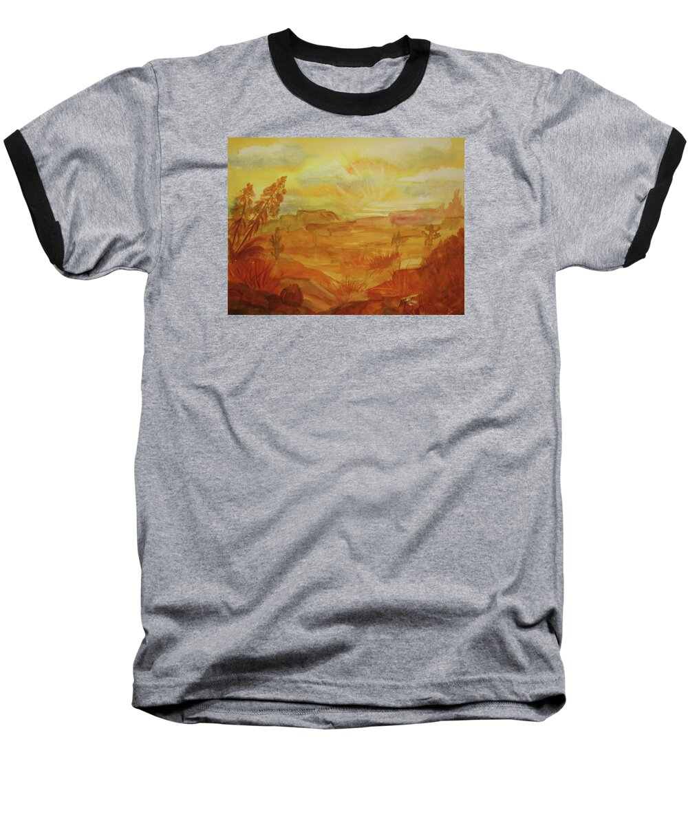 Golden Dawn Baseball T-Shirt featuring the painting Golden Dawn by Ellen Levinson