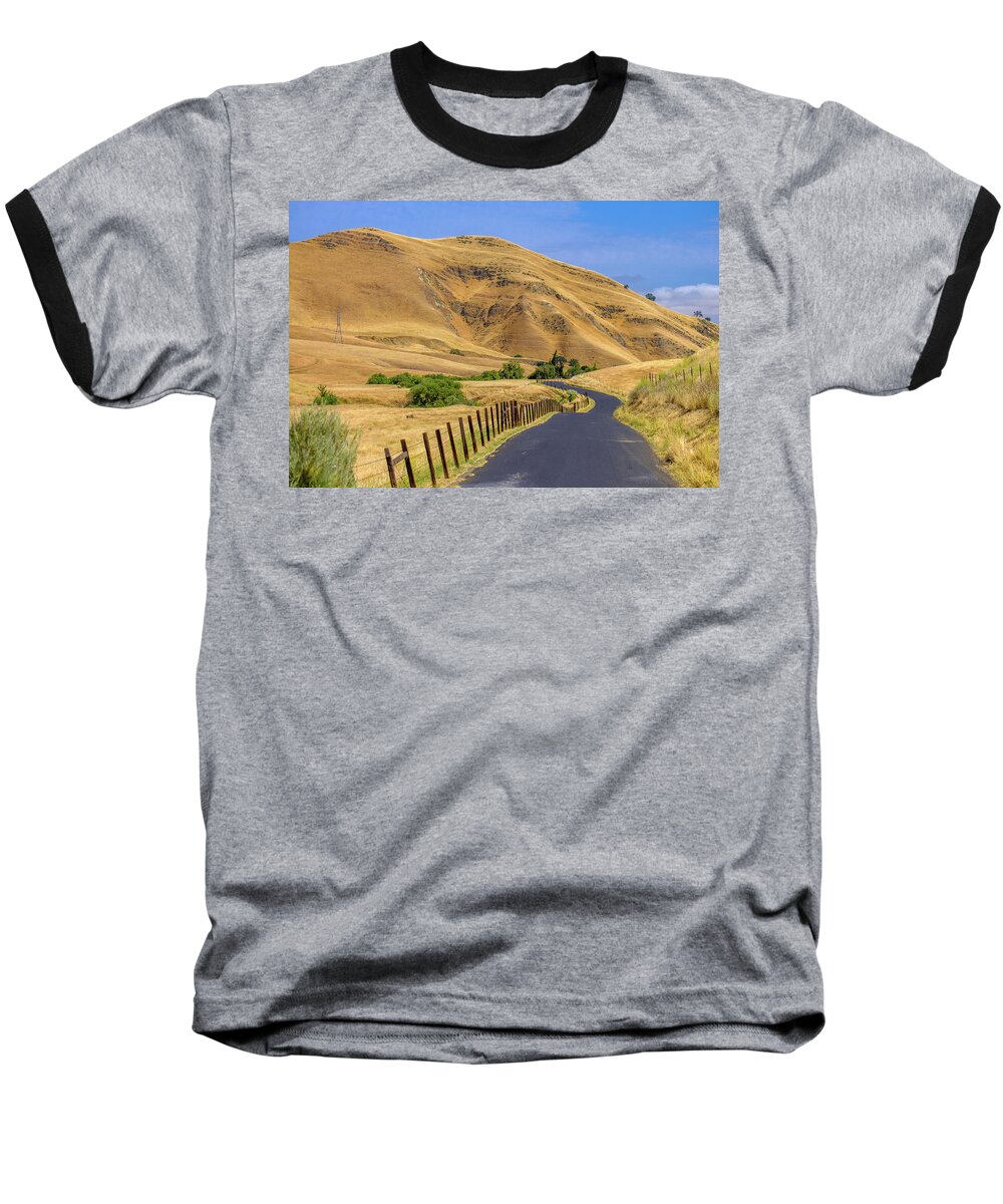 Antioch Baseball T-Shirt featuring the photograph Golden East Bay Hills by Robin Mayoff
