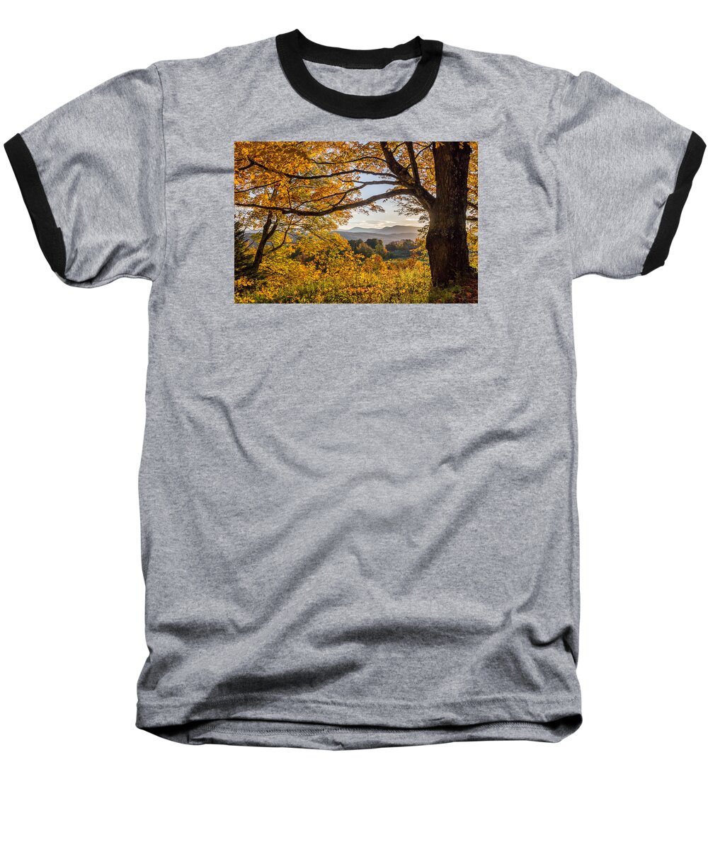 Fall Foliage Baseball T-Shirt featuring the photograph Vermont Framed in Gold by Tim Kirchoff