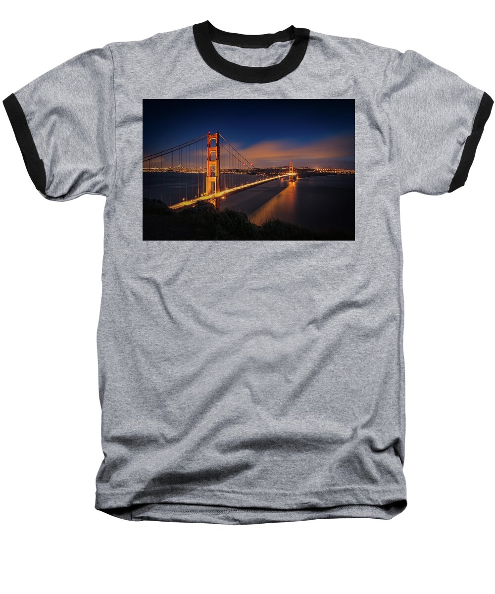 Alkatraz Baseball T-Shirt featuring the photograph Golden Gate by Edgars Erglis