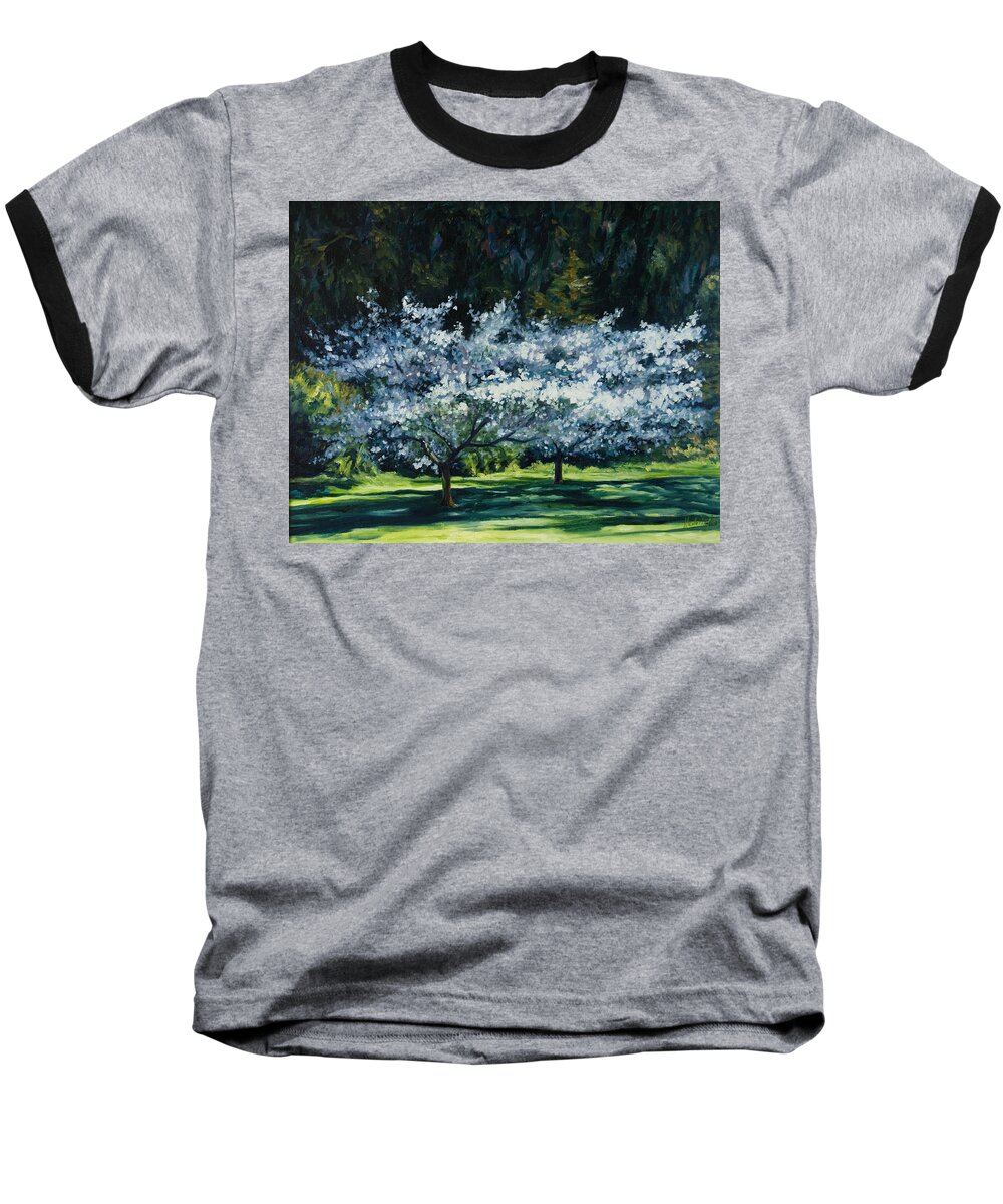 Trees Baseball T-Shirt featuring the painting Golden Gate Park by Rick Nederlof