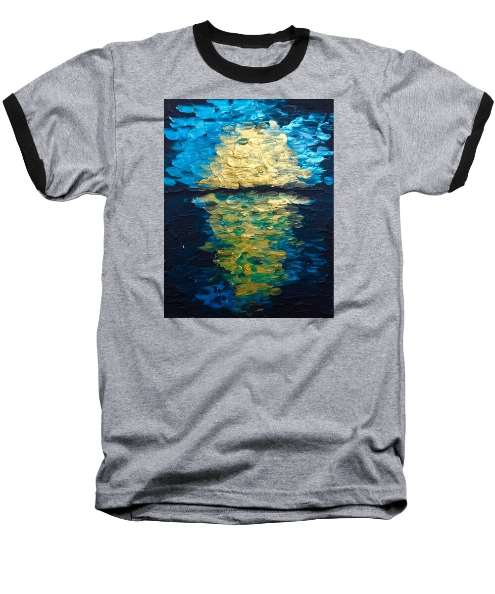 Gold Baseball T-Shirt featuring the painting Golden Moon Reflection by Michelle Pier