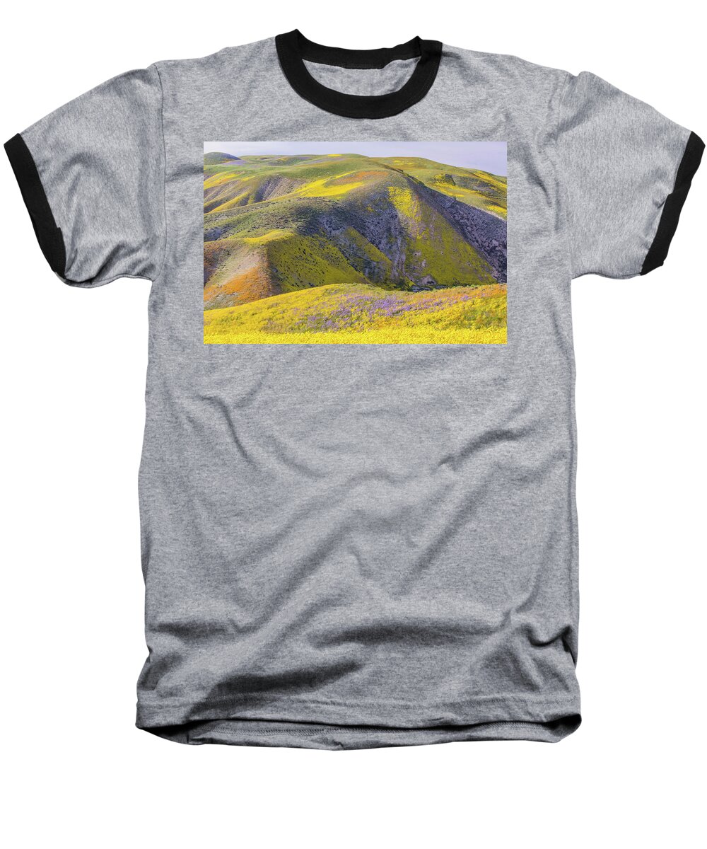 California Baseball T-Shirt featuring the photograph Goldfields and Colorful Hills by Marc Crumpler