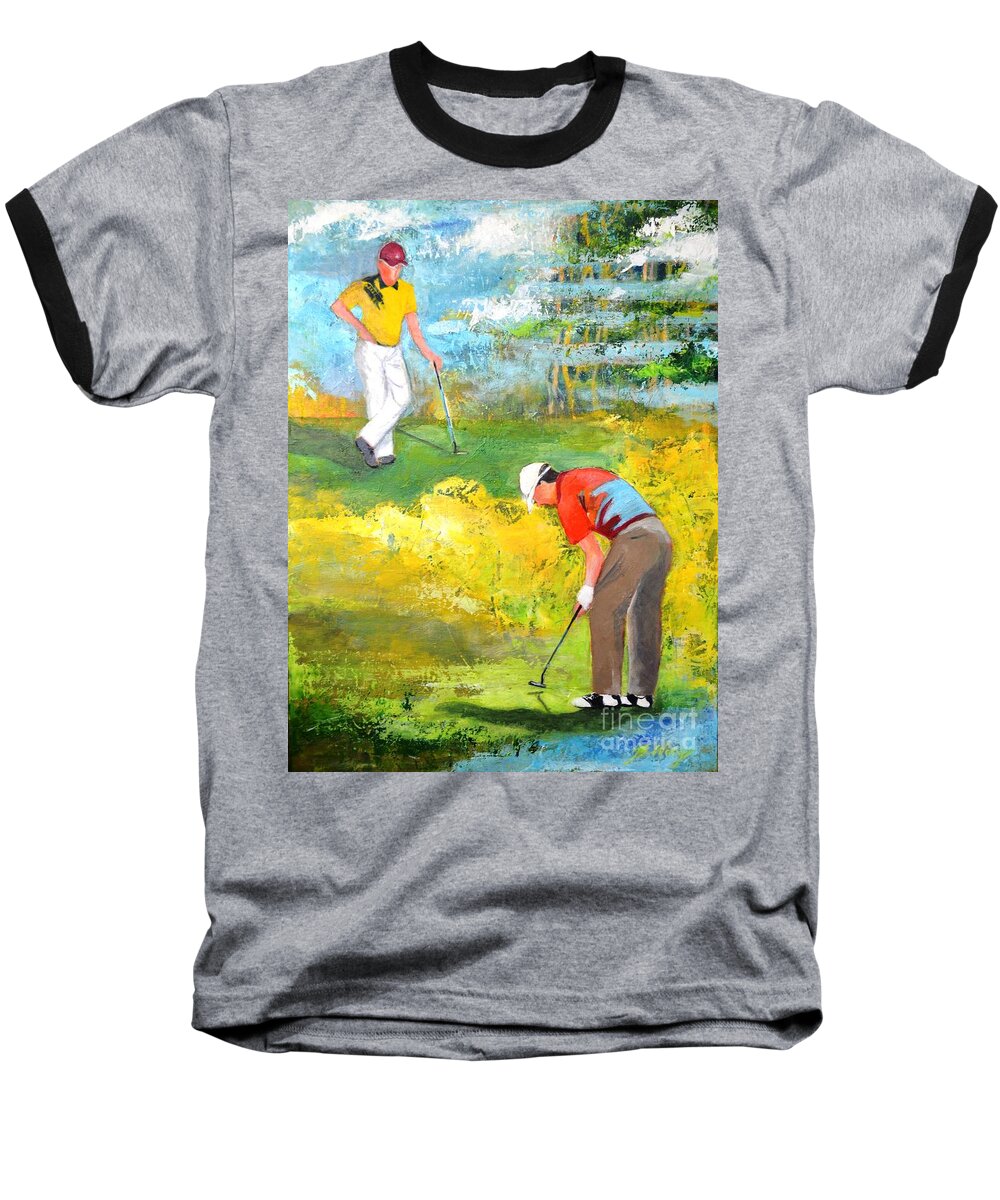 Golf Baseball T-Shirt featuring the painting Golf buddies #2 by Betty M M Wong
