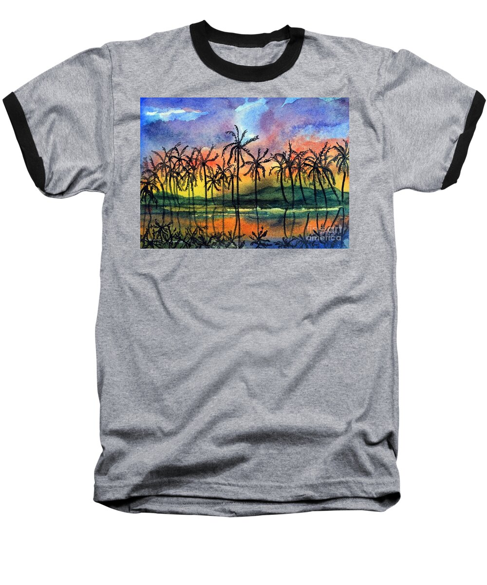 Hawaii Baseball T-Shirt featuring the painting Good Night Hawaii by Randy Sprout