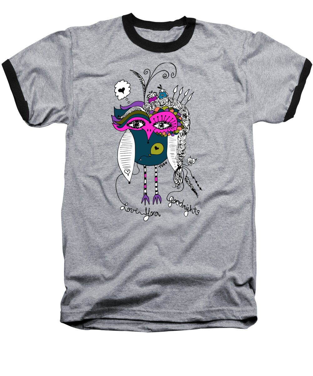Owl Baseball T-Shirt featuring the digital art Goodnight Owl by Tara Griffin