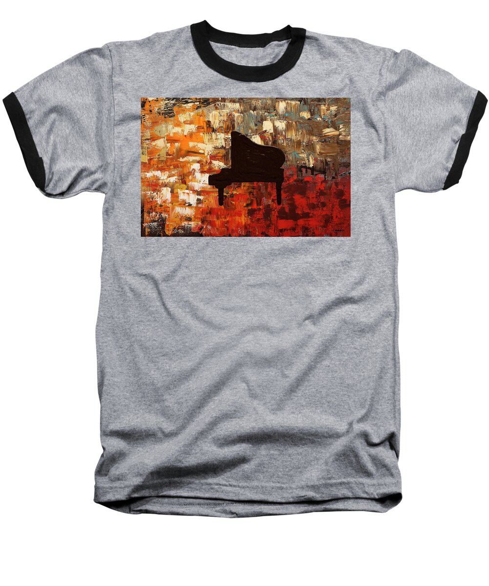 Piano Baseball T-Shirt featuring the painting Grand Piano by Carmen Guedez