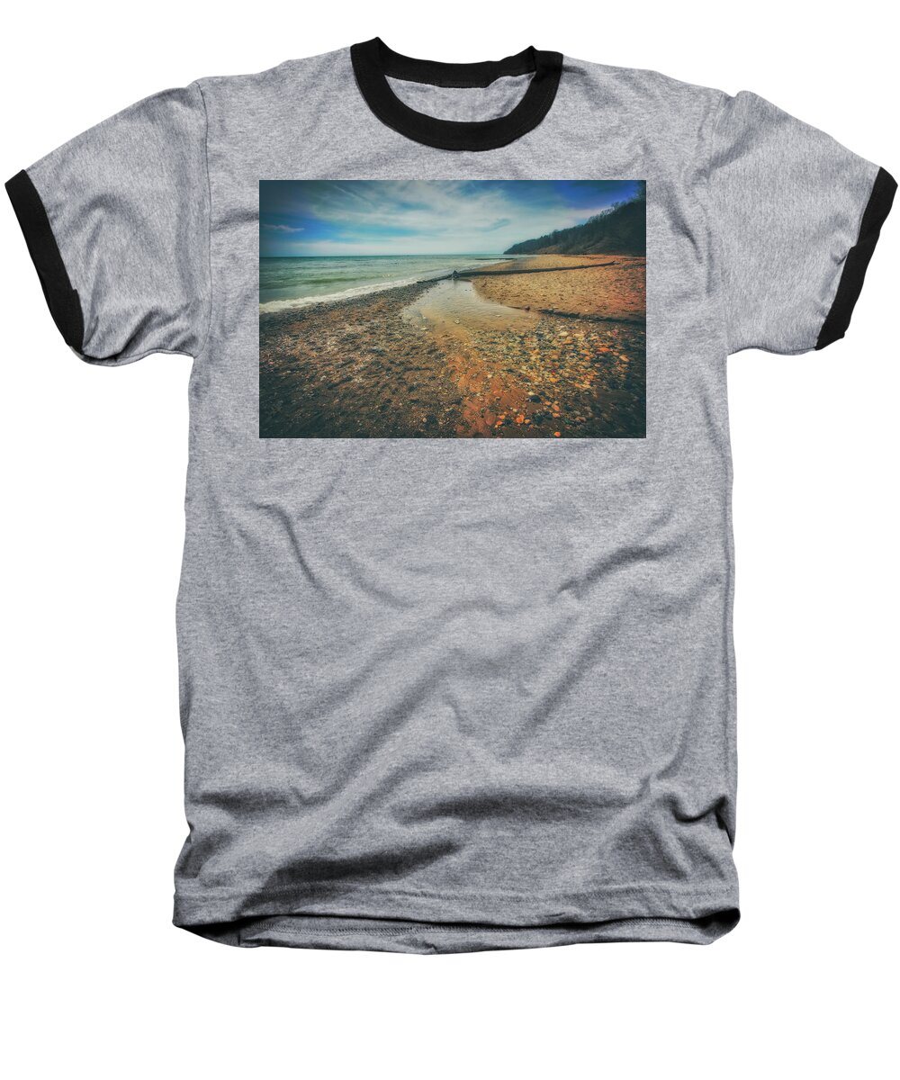 Jennifer Rondinelli Reilly Baseball T-Shirt featuring the photograph Grant Park - Lake Michigan Beach by Jennifer Rondinelli Reilly - Fine Art Photography