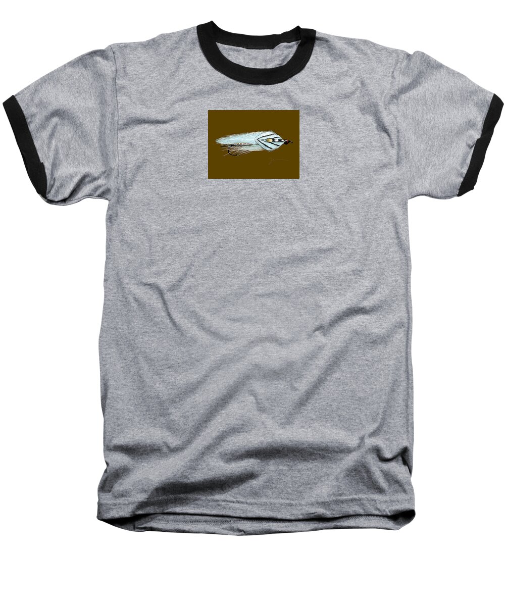 Fly Baseball T-Shirt featuring the painting Gray Ghost by Jean Pacheco Ravinski